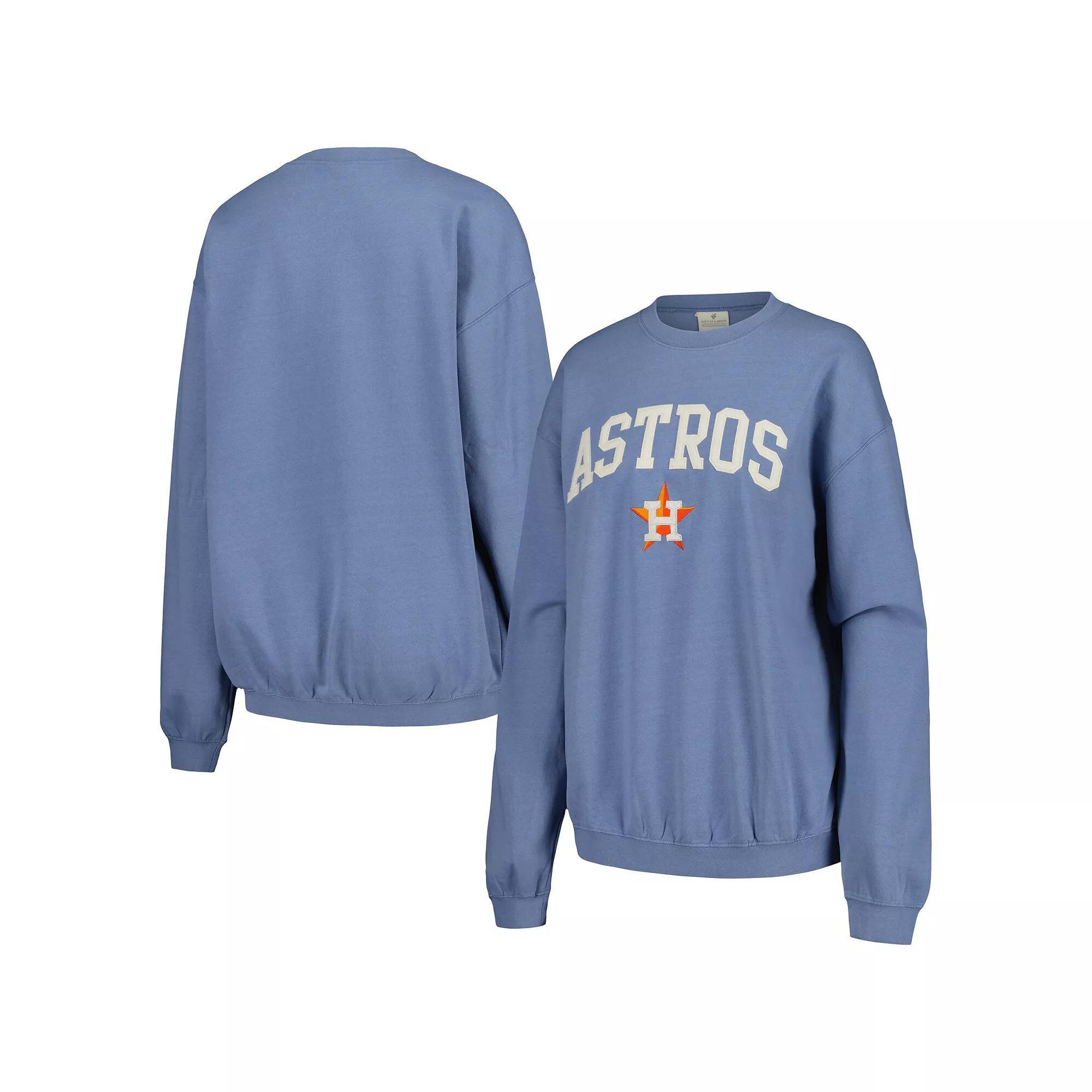 Women's Soft as a Grape Navy Houston Astros Pigment Dye Pullover Sweatshirt,  Product Image