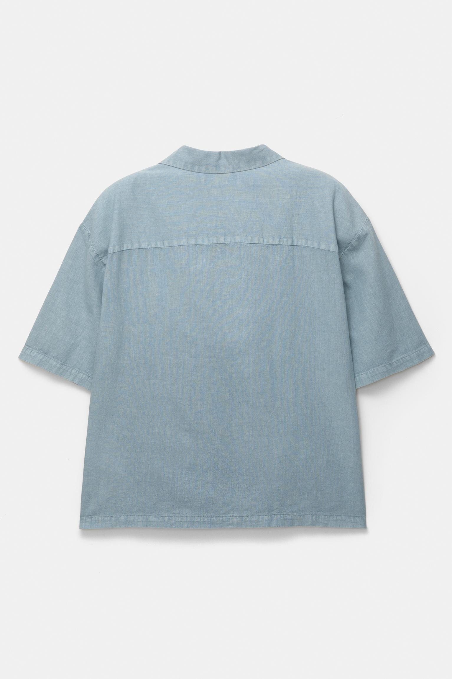 Short sleeve linen blend shirt Product Image