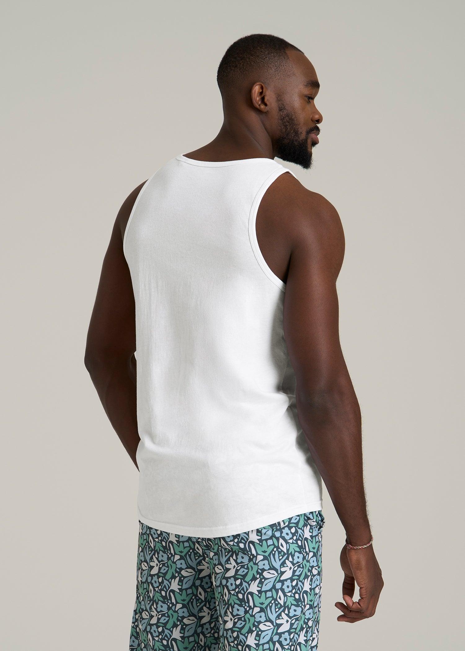 The Essential Beach Tank for Tall Men in White Male Product Image