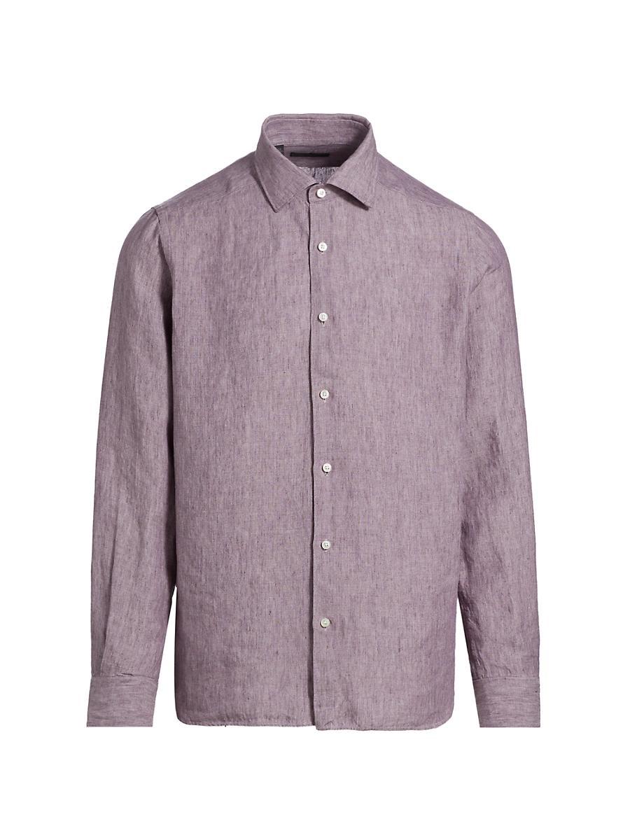 Mens COLLECTION Linen Button-Front Shirt Product Image