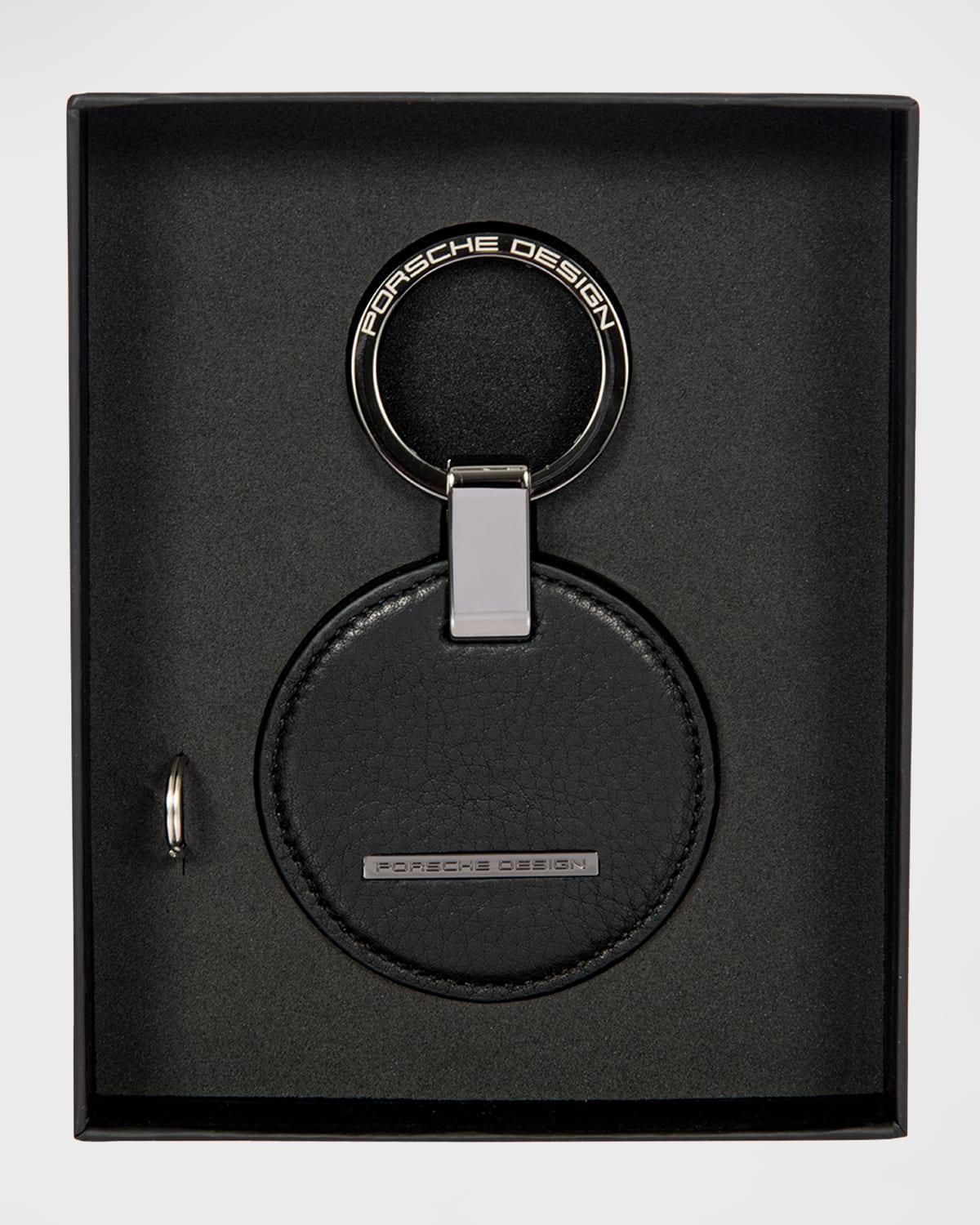 Men's Circle Leather Logo Keyring Product Image