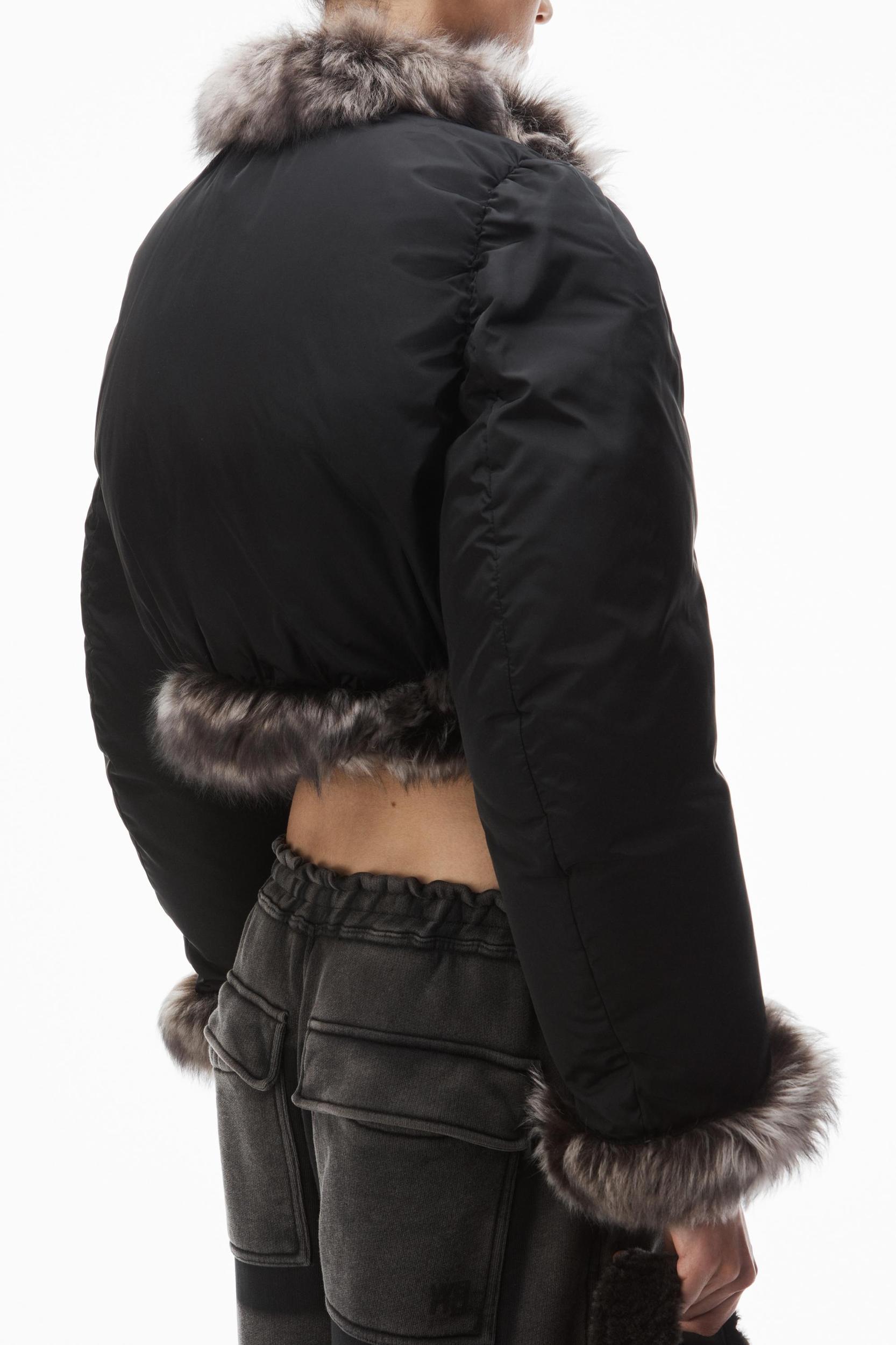 Cardigan Puffer With Fur Trim Product Image