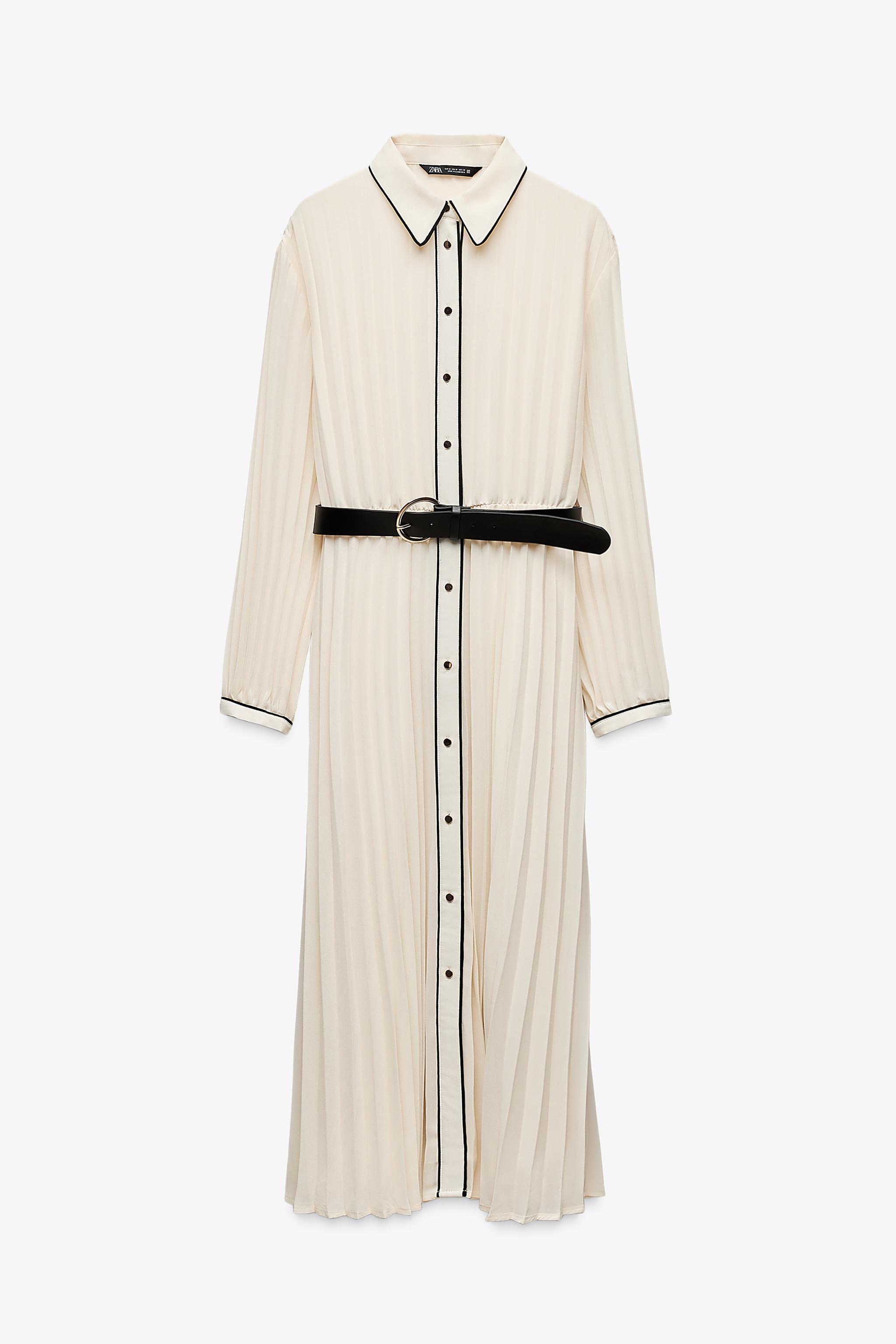 PLEATED DRESS WITH BELT Product Image