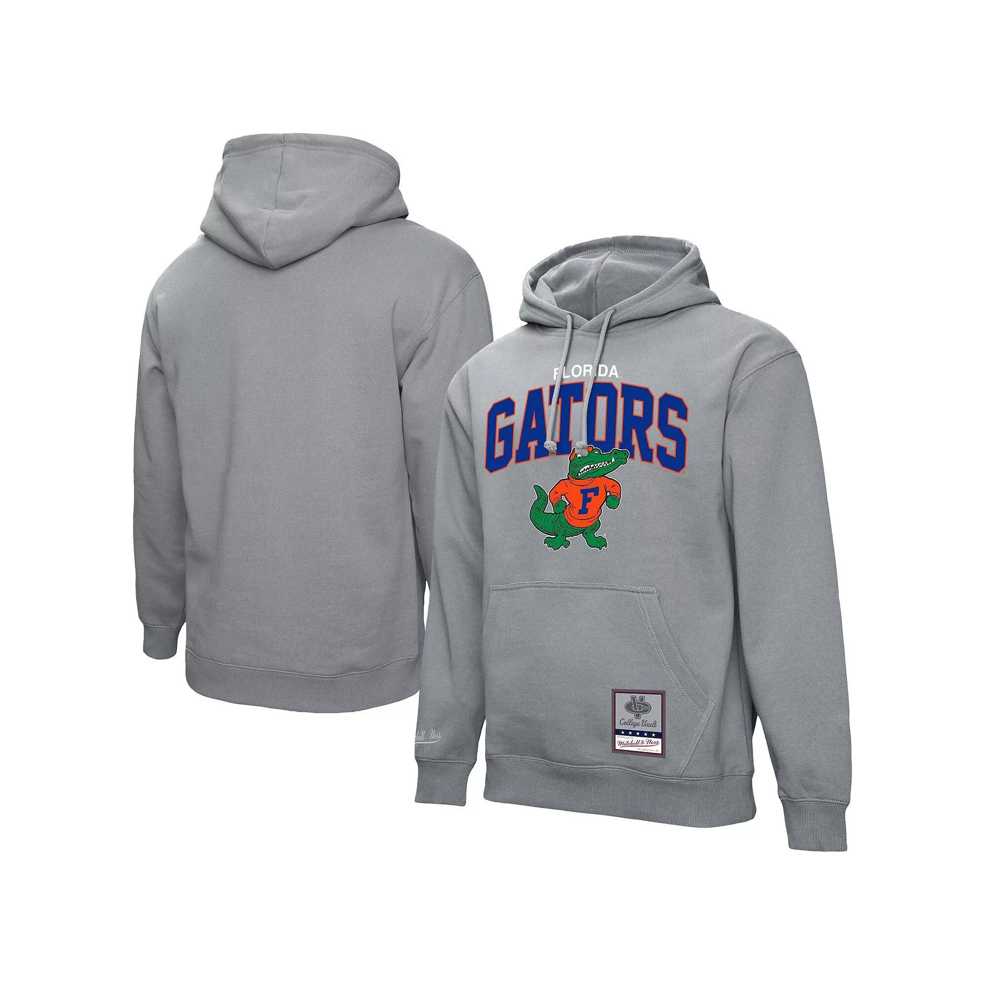 Men's Mitchell & Ness Heather Gray Florida Gators Classic Arch Pullover Hoodie,  Product Image