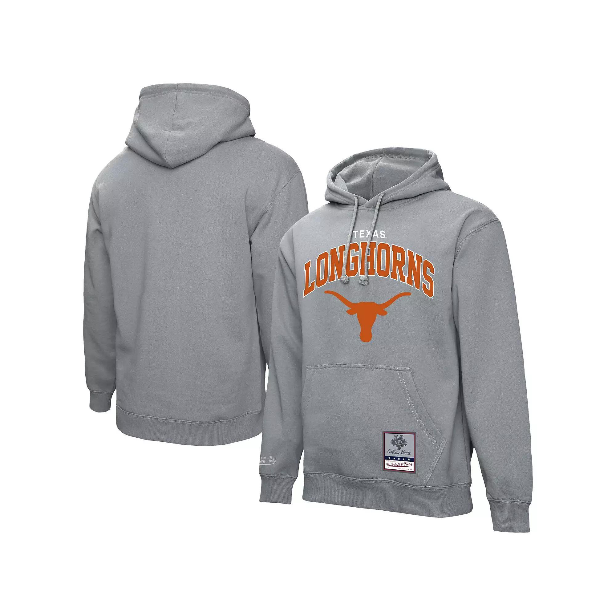 Men's Mitchell & Ness Heather Gray Texas Longhorns Classic Arch Pullover Hoodie,  Product Image