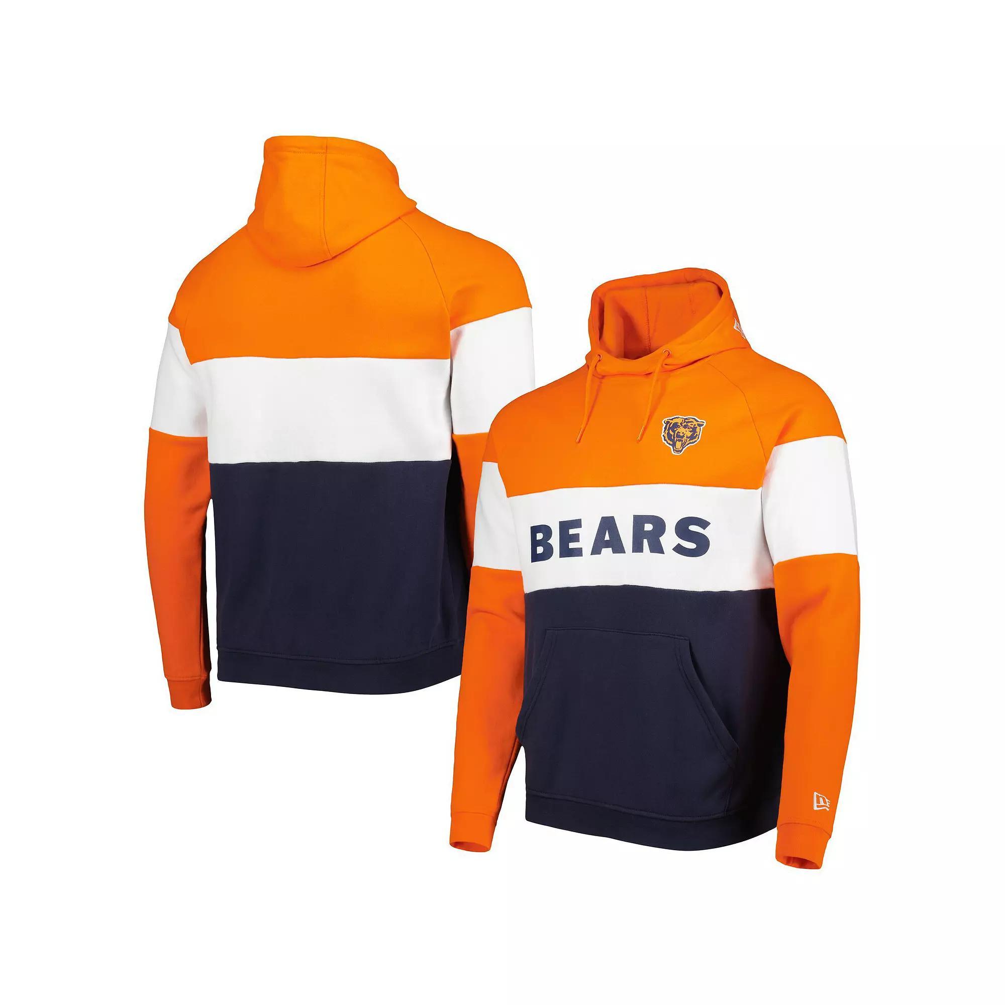Men's New Era Navy/ Chicago Bears Colorblock Throwback Pullover Hoodie, Size: Medium, Blue Product Image