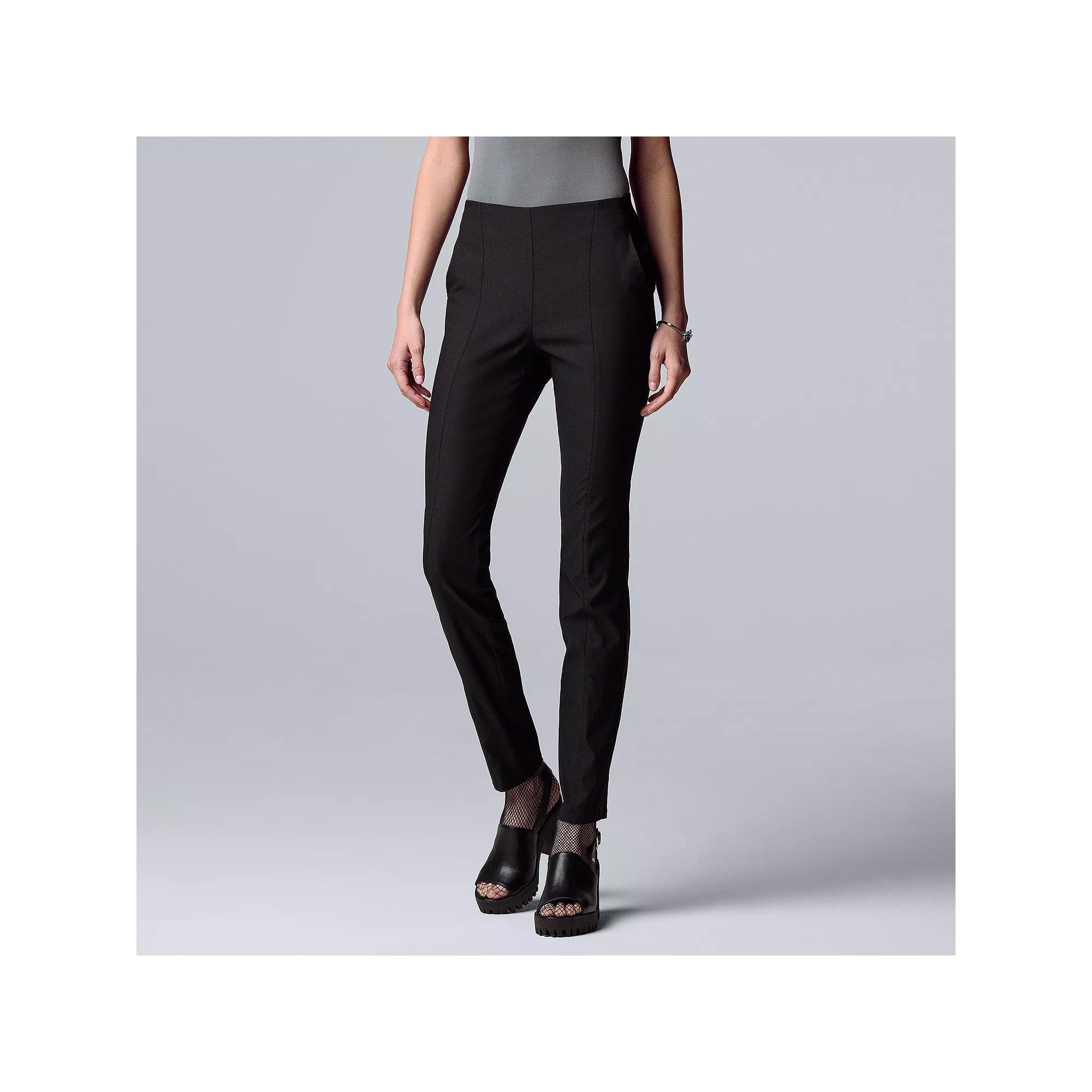 Petite Simply Vera Vera Wang Simply Modern Side-Stripe Skinny Pants, Women's, Size: XL Petite, Vera Black Product Image