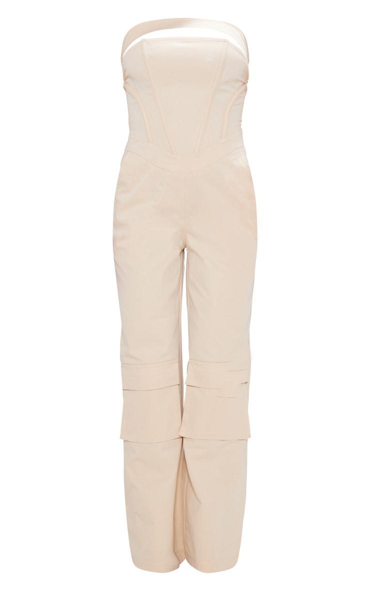 Petite Cream Corset Detail Cargo Jumpsuit Product Image