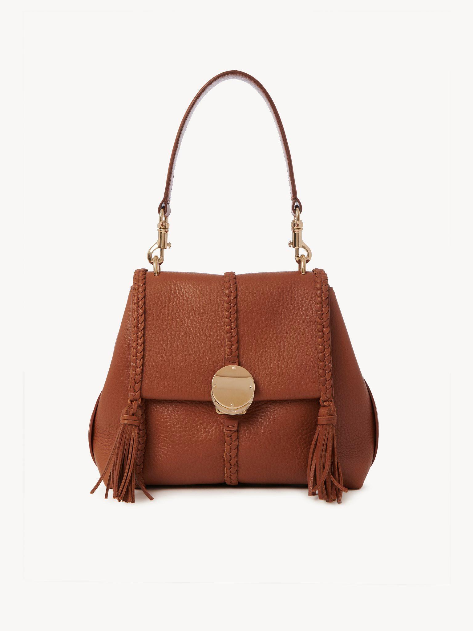 Small Penelope soft shoulder bag in grained leather Product Image