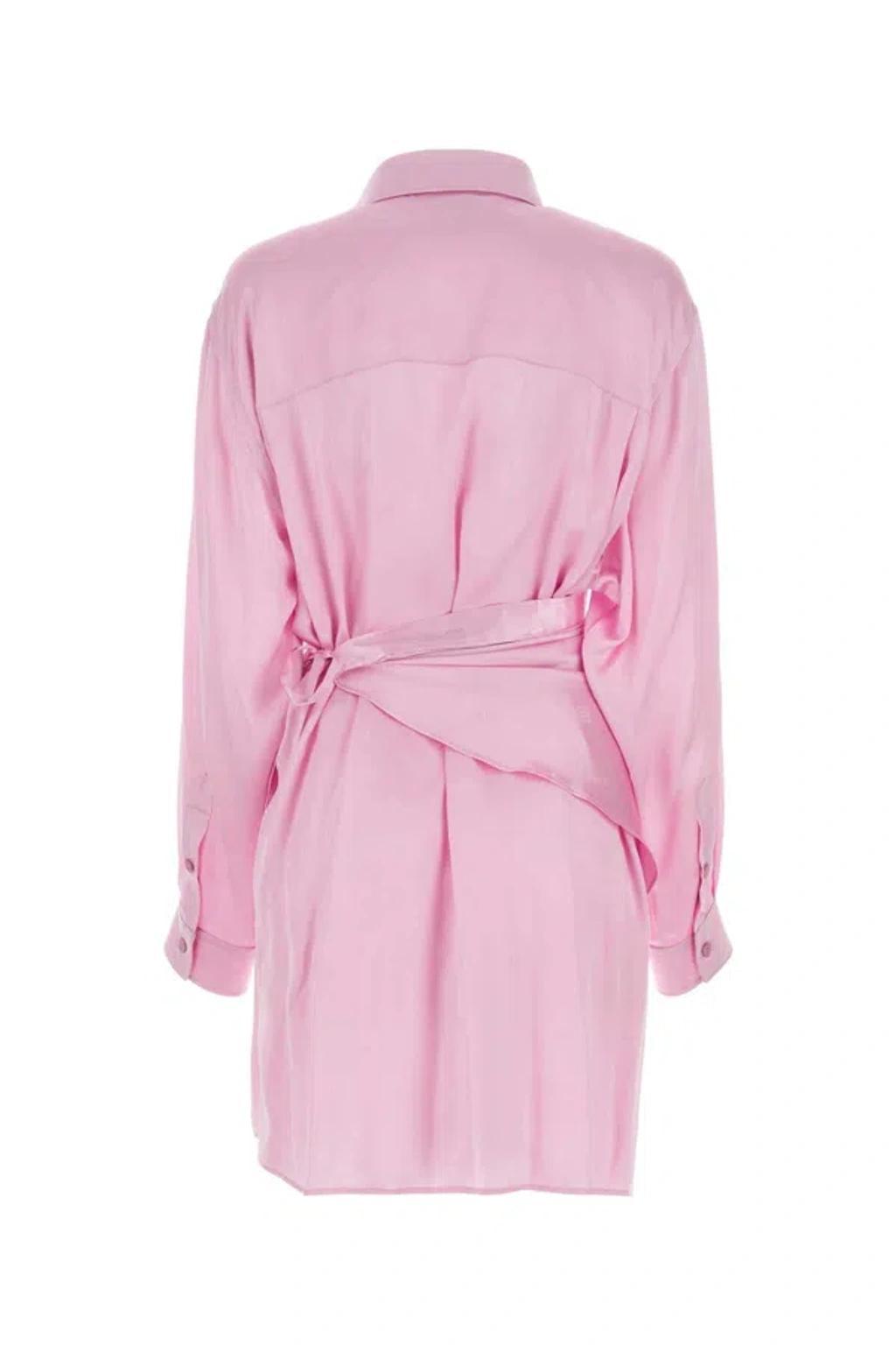 BALENCIAGA Silk Shirt Dress In Pink Product Image