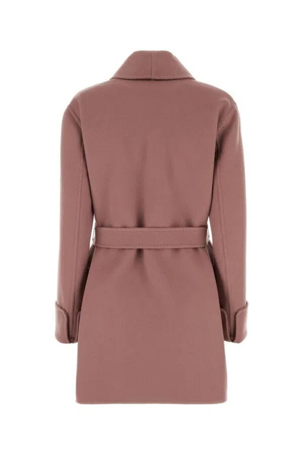 MAX MARA Antiqued Pink Wool Blend Coat Product Image