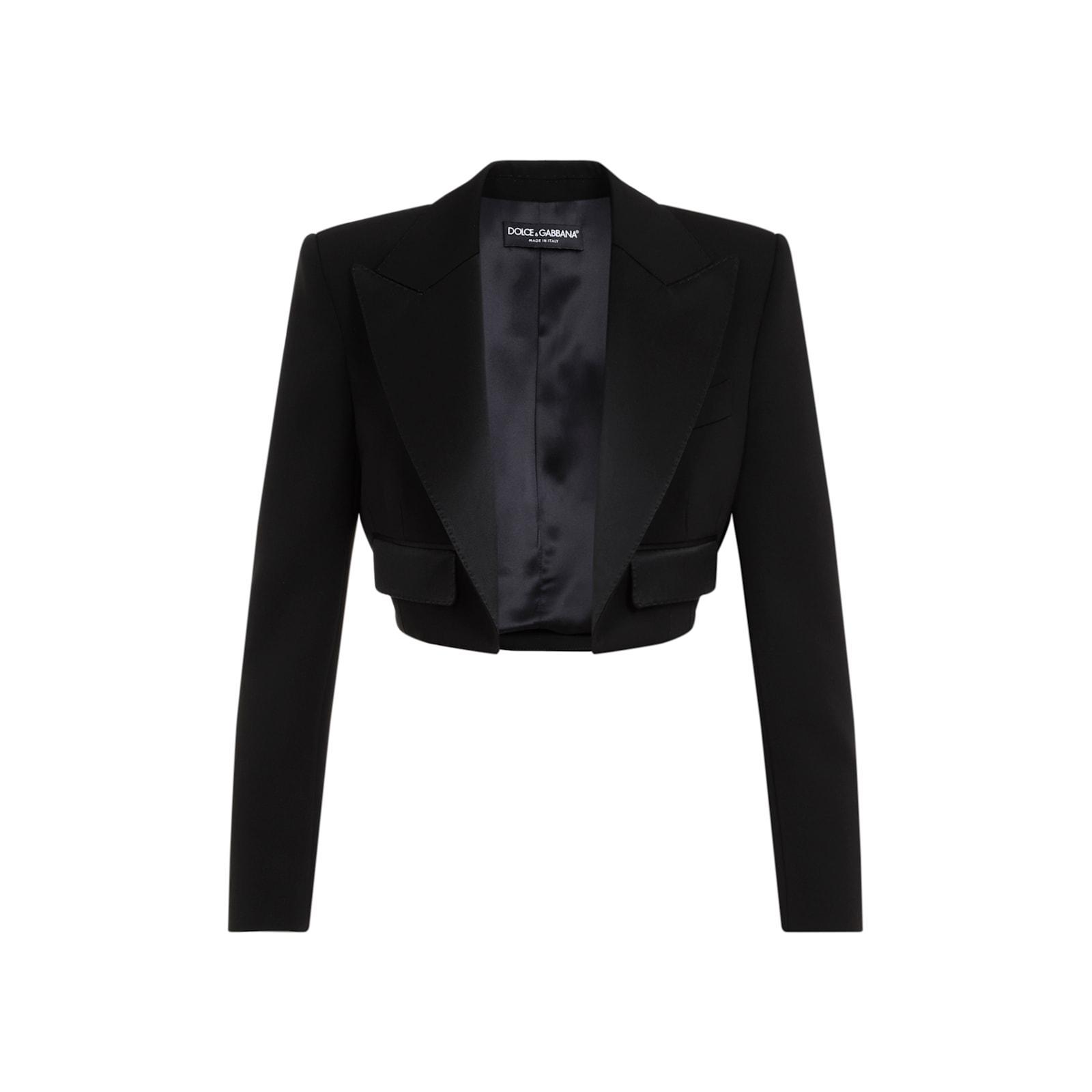 DOLCE & GABBANA Cropped-jacke Aus Garbadine In Black Product Image