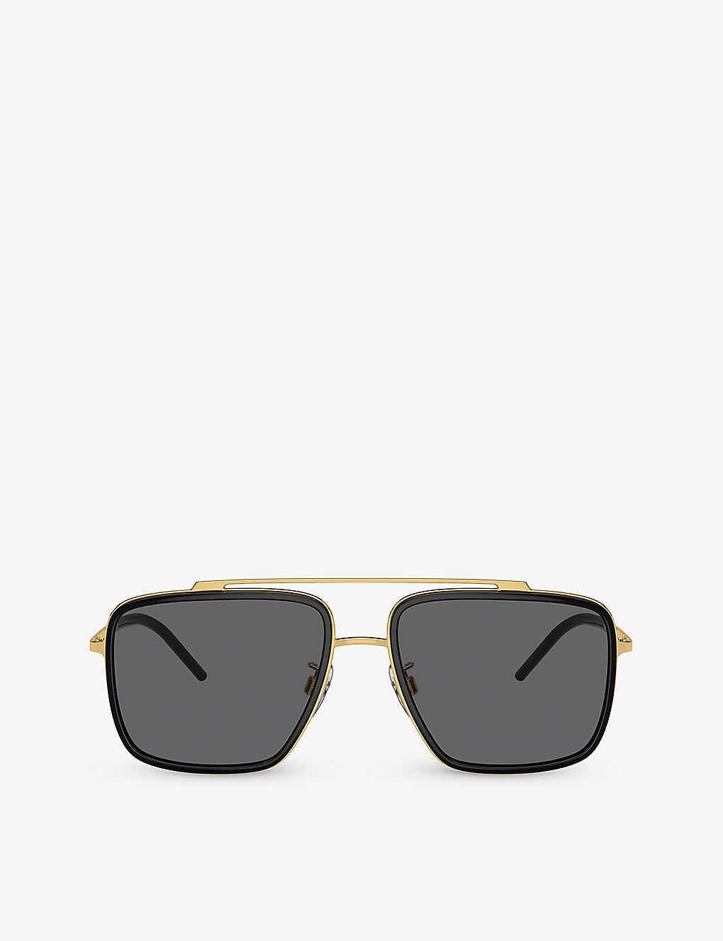 DOLCE & GABBANA Dg2220 Square-frame Metal Sunglasses In Gold Product Image