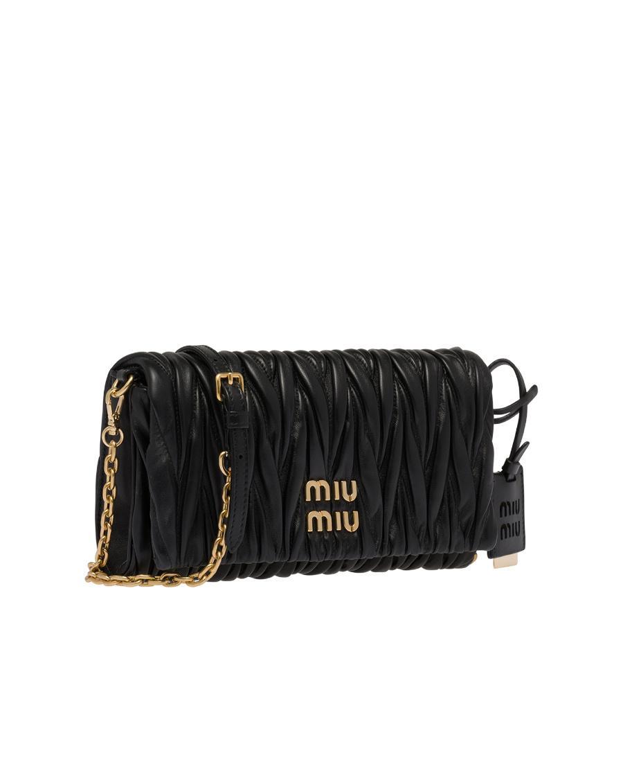 MIU MIU Matelassé Nappa Leather Shoulder Bag In Black Product Image