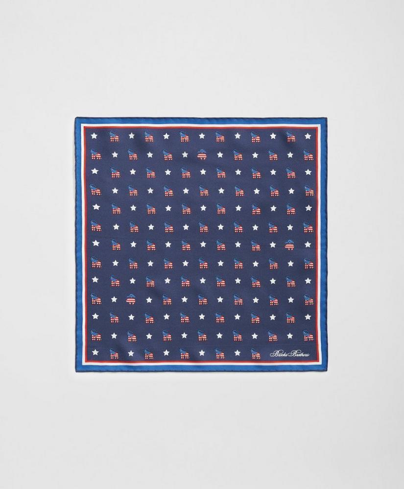 Elephant Motif Silk Pocket Square Product Image