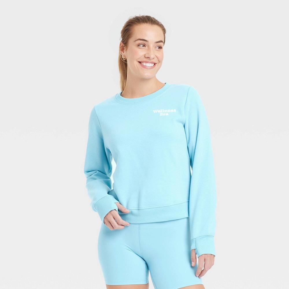 Womens Crewneck Graphic Sweatshirt - All In Motion Blue Product Image