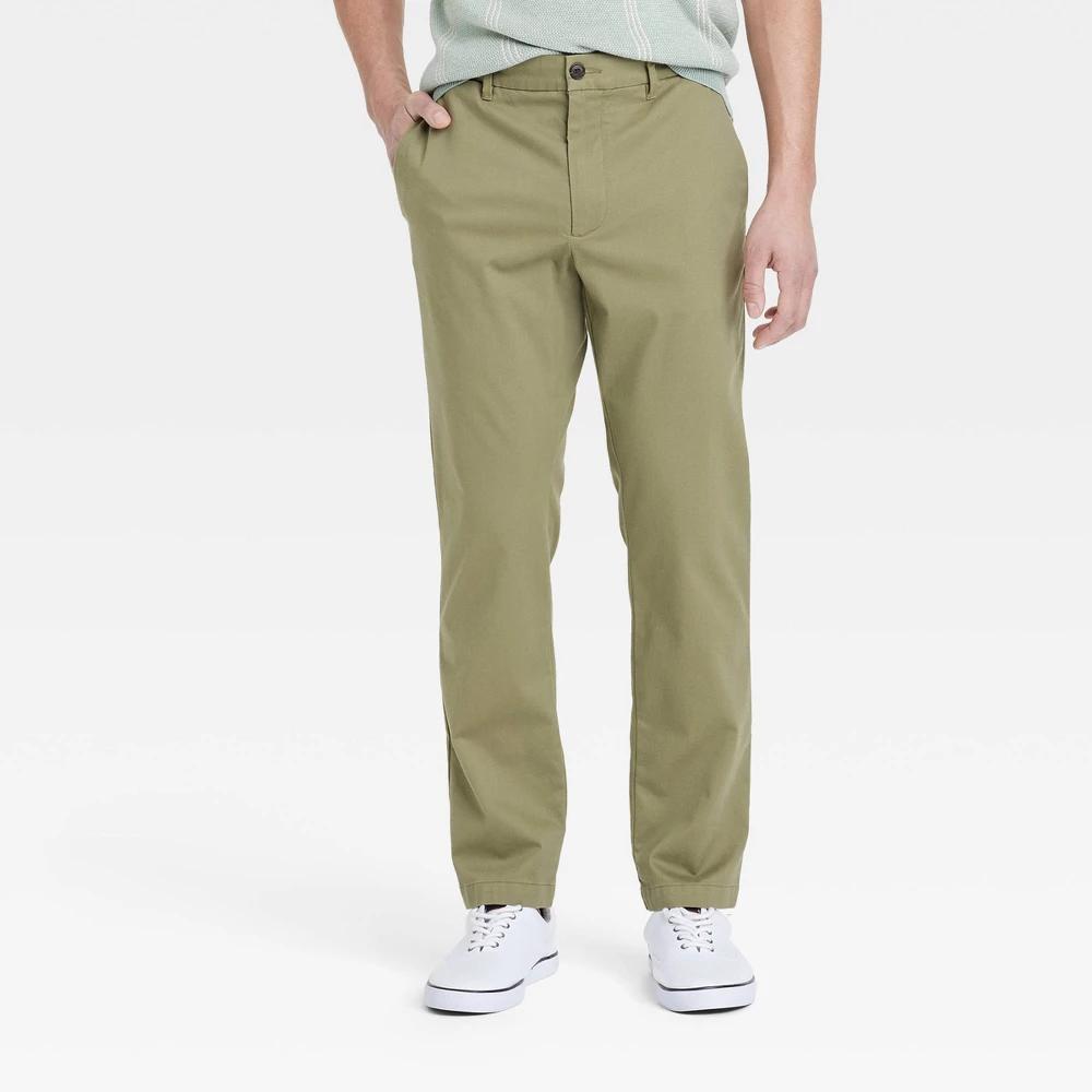 Mens Comfort Wear Slim Fit Chino Pants - Goodfellow & Co Olive 32x30 Product Image