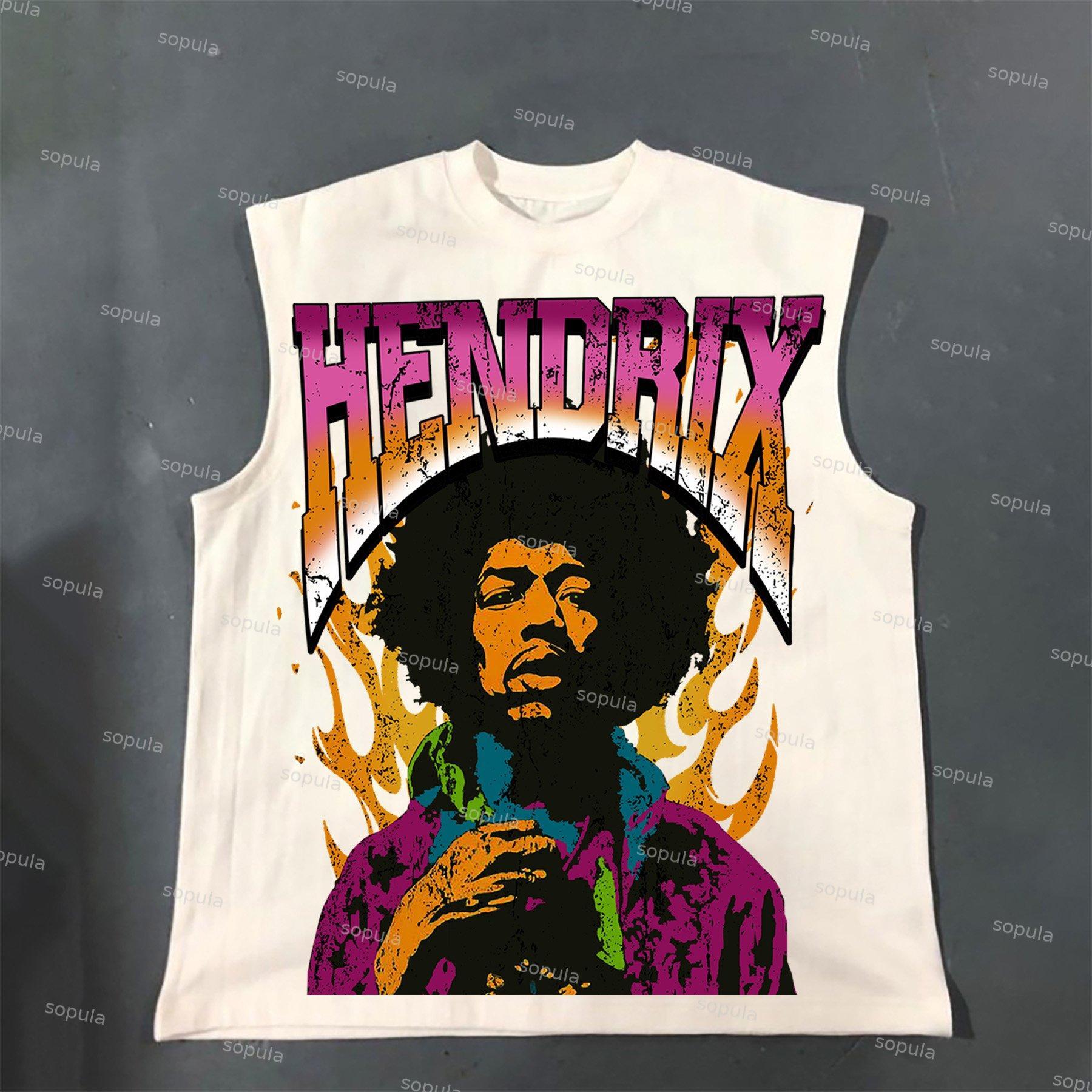 Sopula Jimi Hendrix Print Cotton Tank Top Product Image