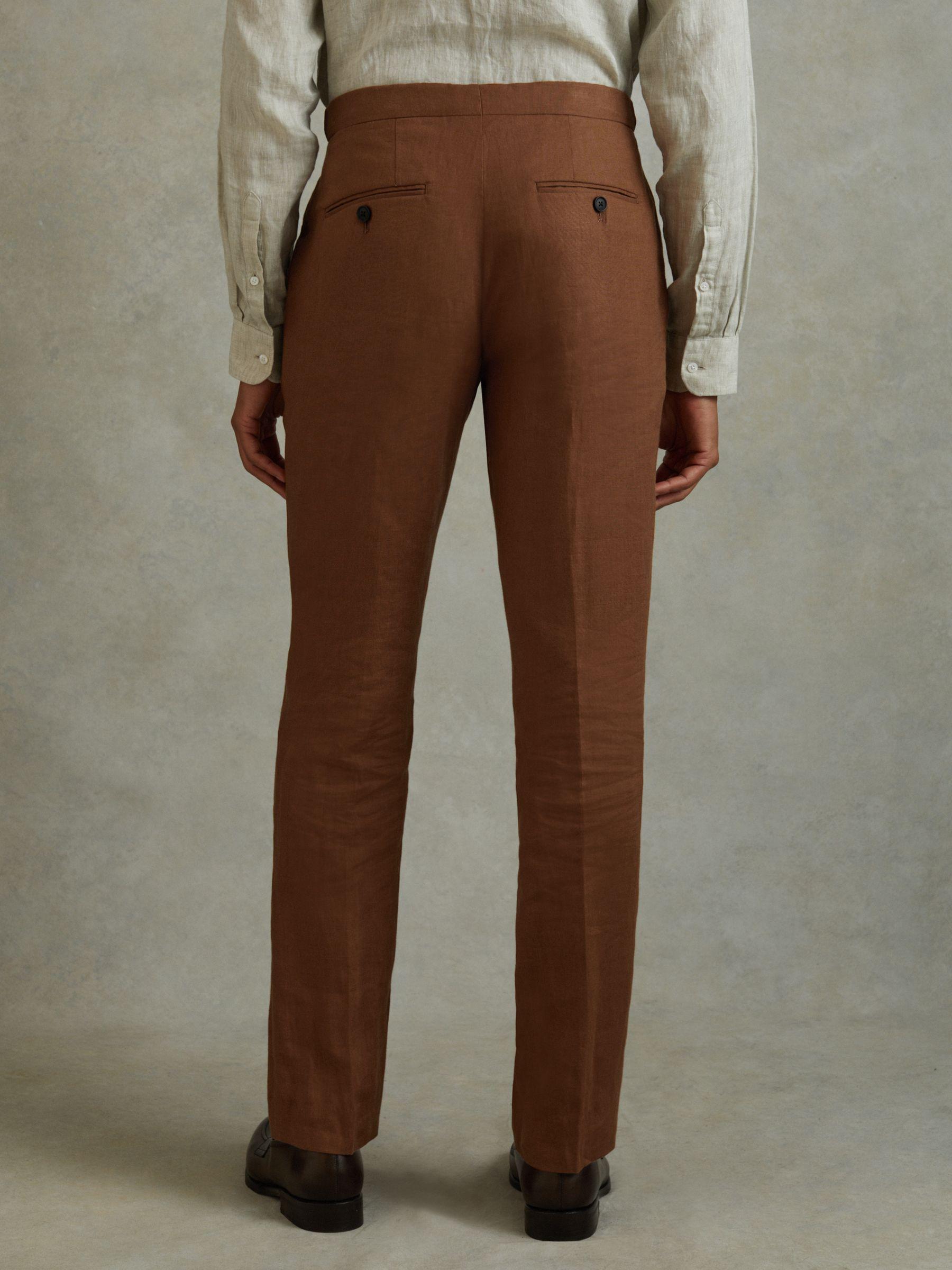 Linen Tapered Trousers Slim-Fit in Tobacco Brown Product Image
