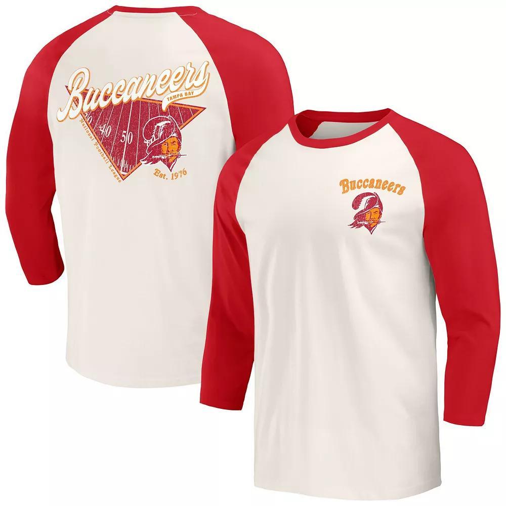 Men's Darius Rucker Collection by Fanatics Red/White Tampa Bay Buccaneers Raglan 3/4 Sleeve T-Shirt, Size: XL Product Image