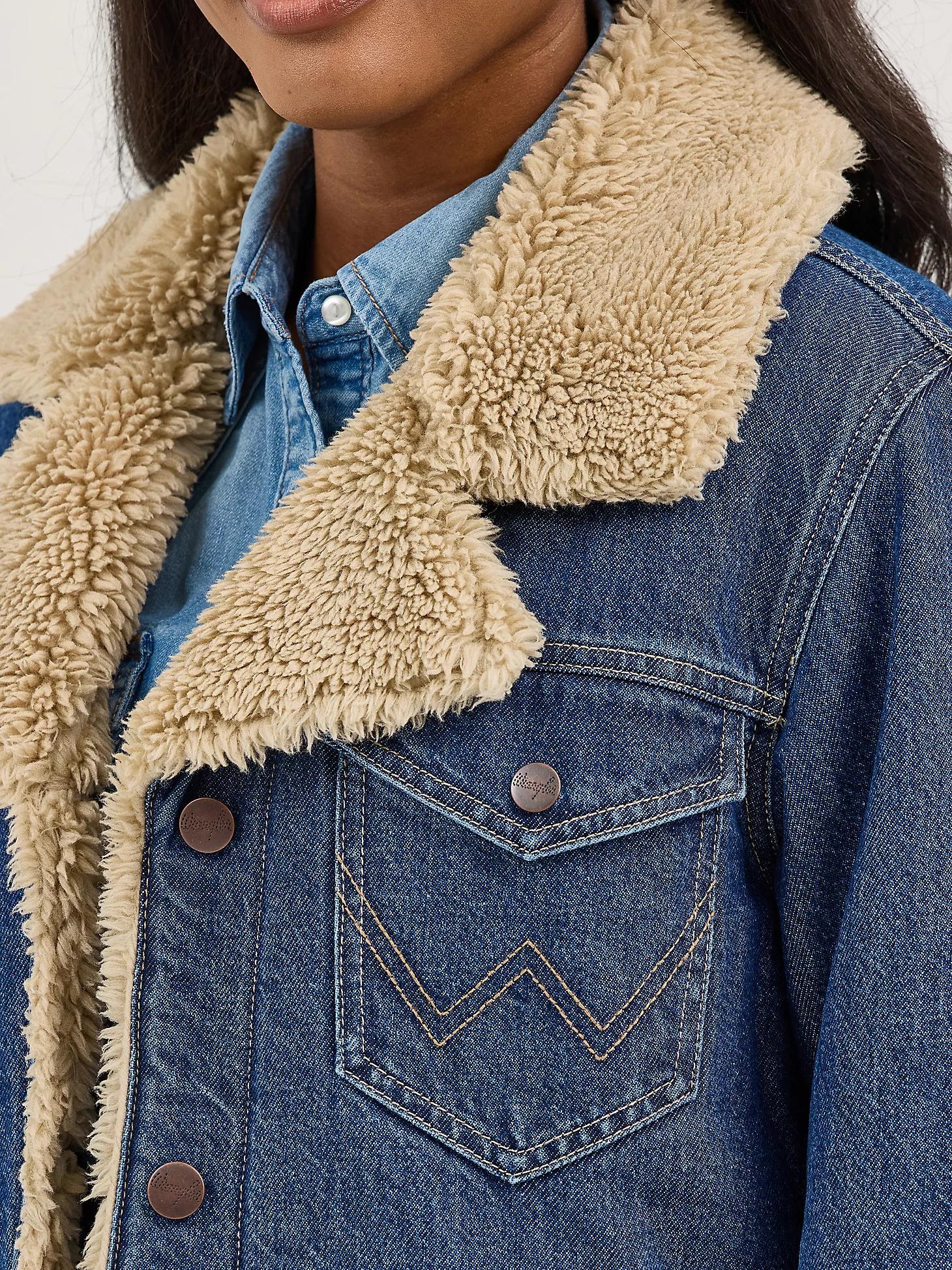 Women's Western Sherpa Lined Denim Range Coat | Women's JACKETS & OUTERWEAR | Wrangler® Product Image