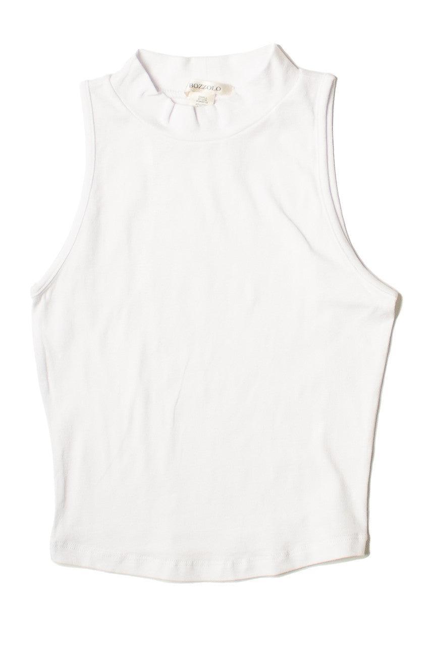 White Mock Neck Crop Top Product Image