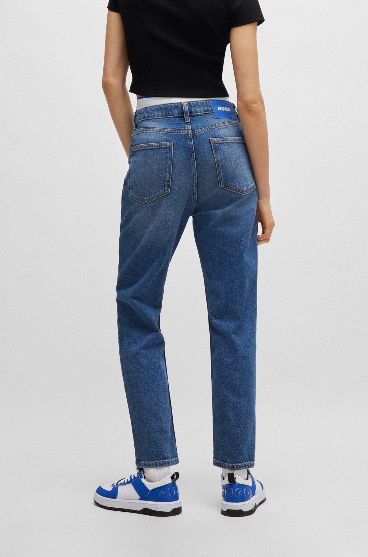 Mom jeans in medium-blue stretch denim Product Image