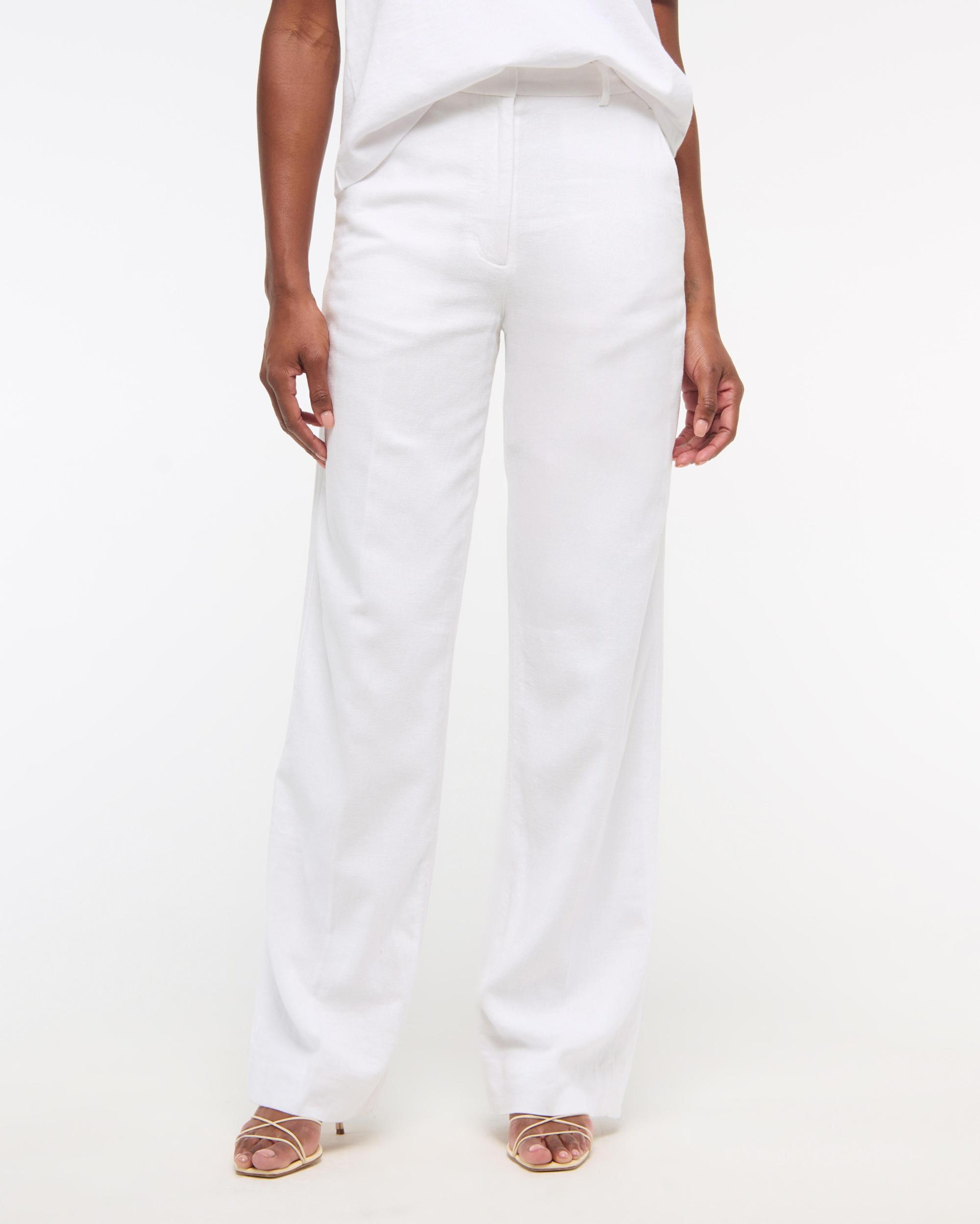 Tailored Linen-Blend Wide Leg Pant Product Image