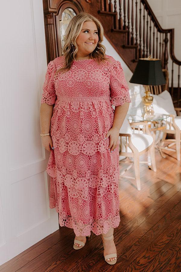 Budding Beauty Crochet Tiered Midi Dress Curves Product Image