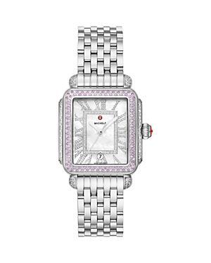 Womens Deco Madison Stainless Steel, 0.73 TCW Diamond & Pink Sapphire Bracelet Watch/33MM x 35MM Product Image