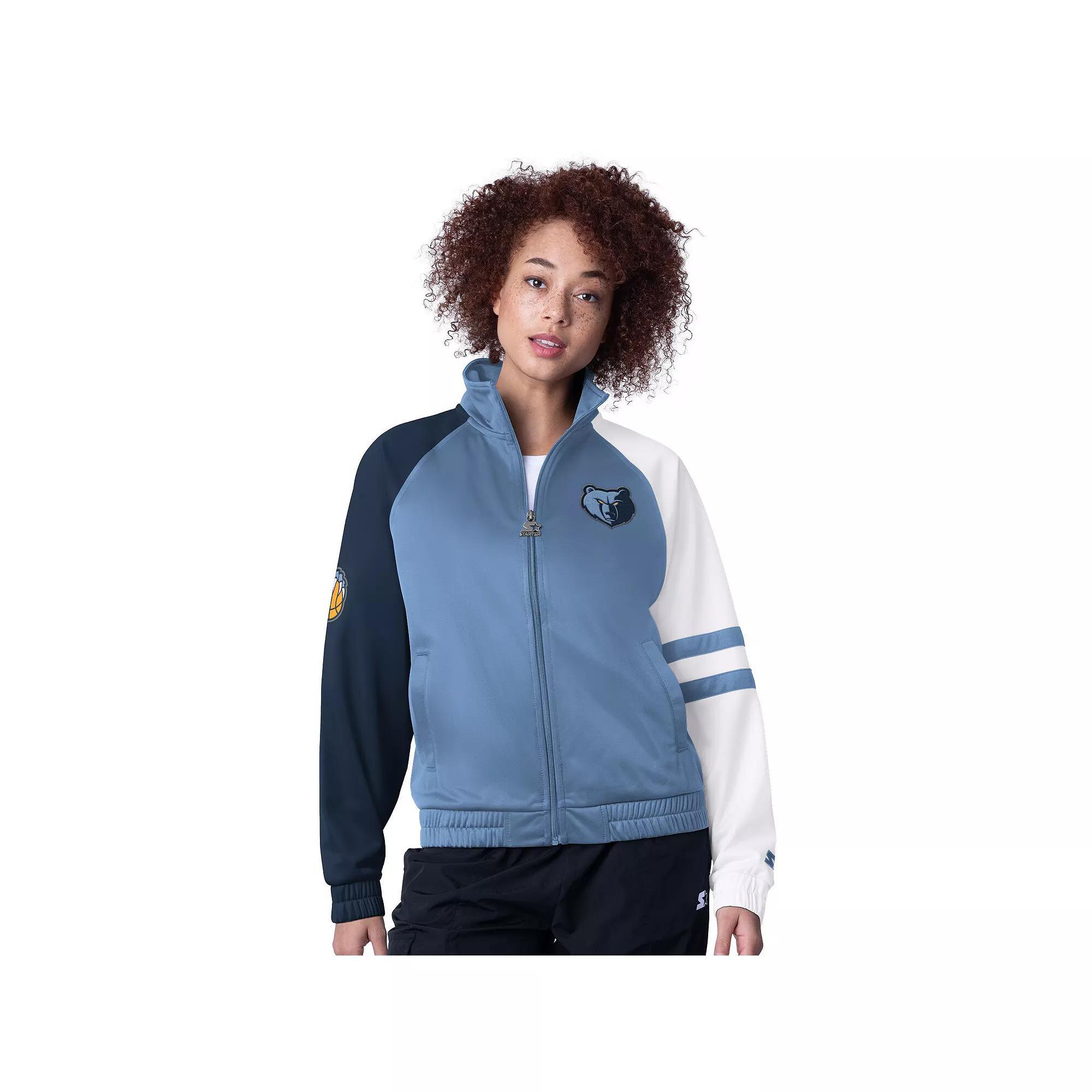 Women's Starter Light Blue Memphis Grizzlies Line Up Dolman Raglan Full-Zip Track Jacket,  Product Image