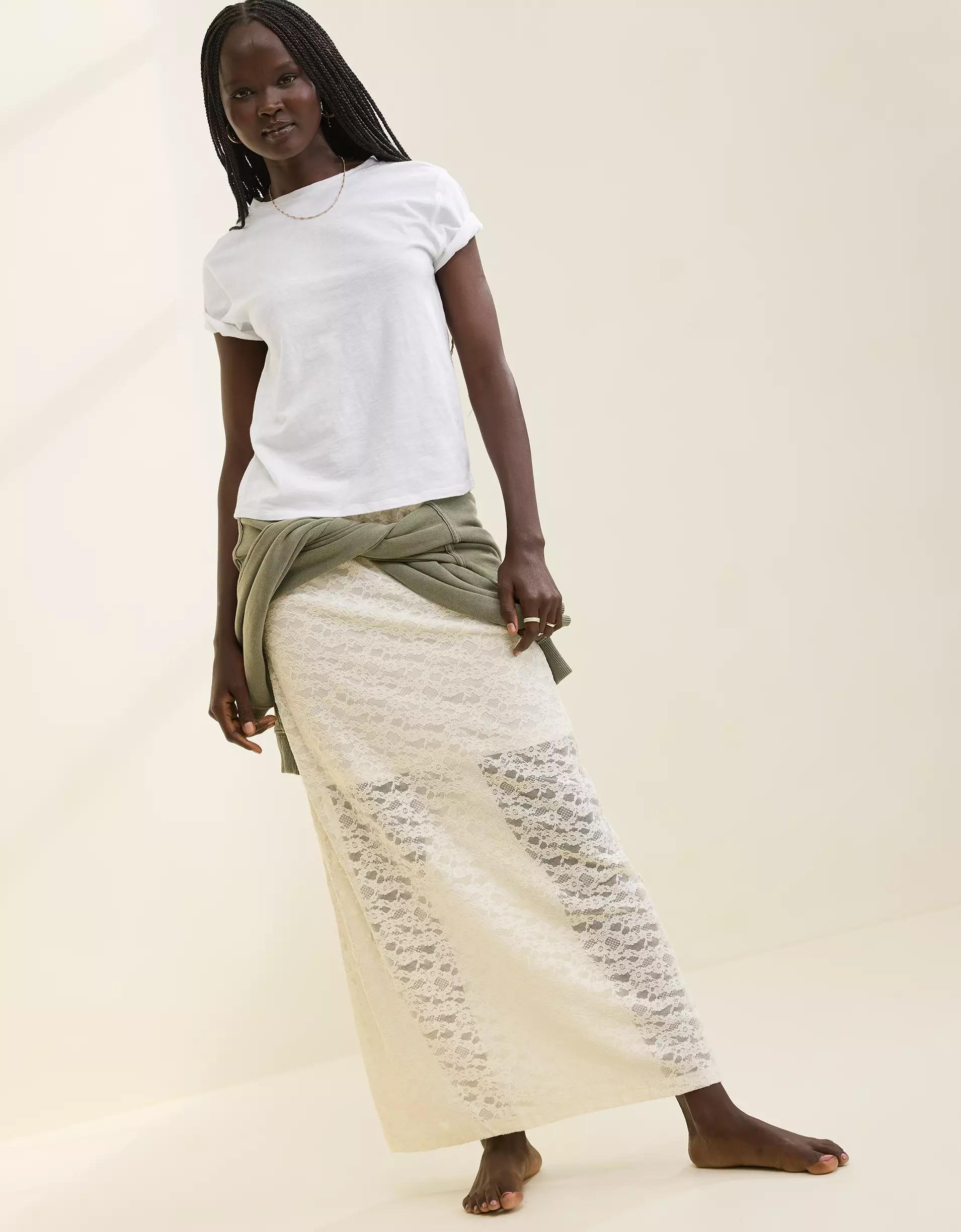 Aerie Vintage Lace Midi Skirt Product Image