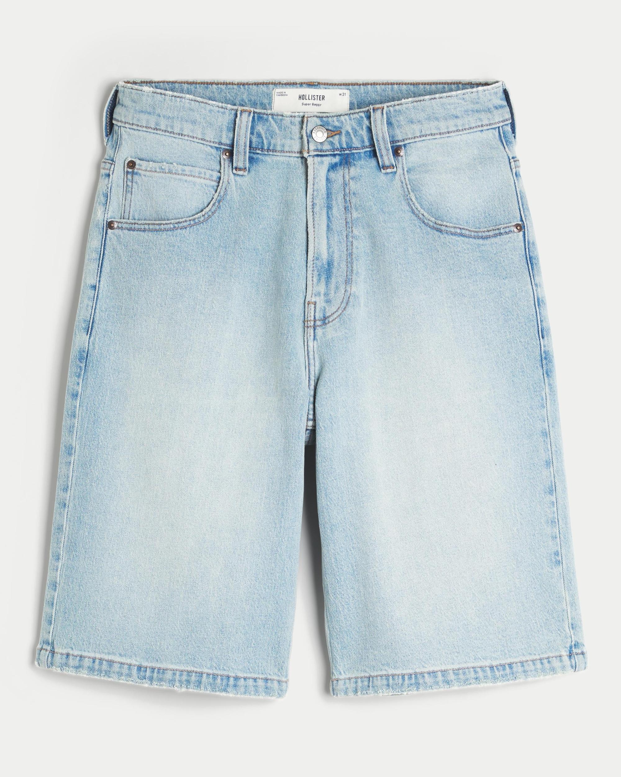 Below-the-Knee Washed Black Super Baggy Denim Shorts Product Image