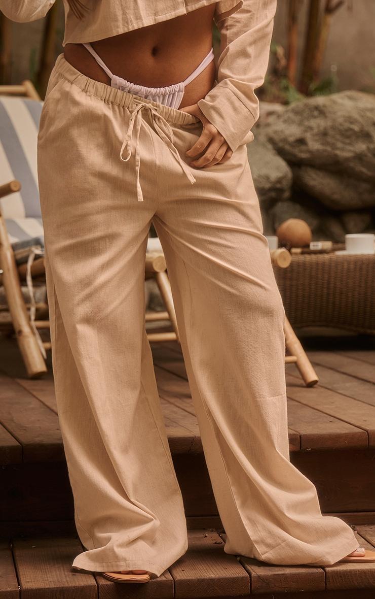 Stone Textured Woven Wide Leg Beach Pants Product Image