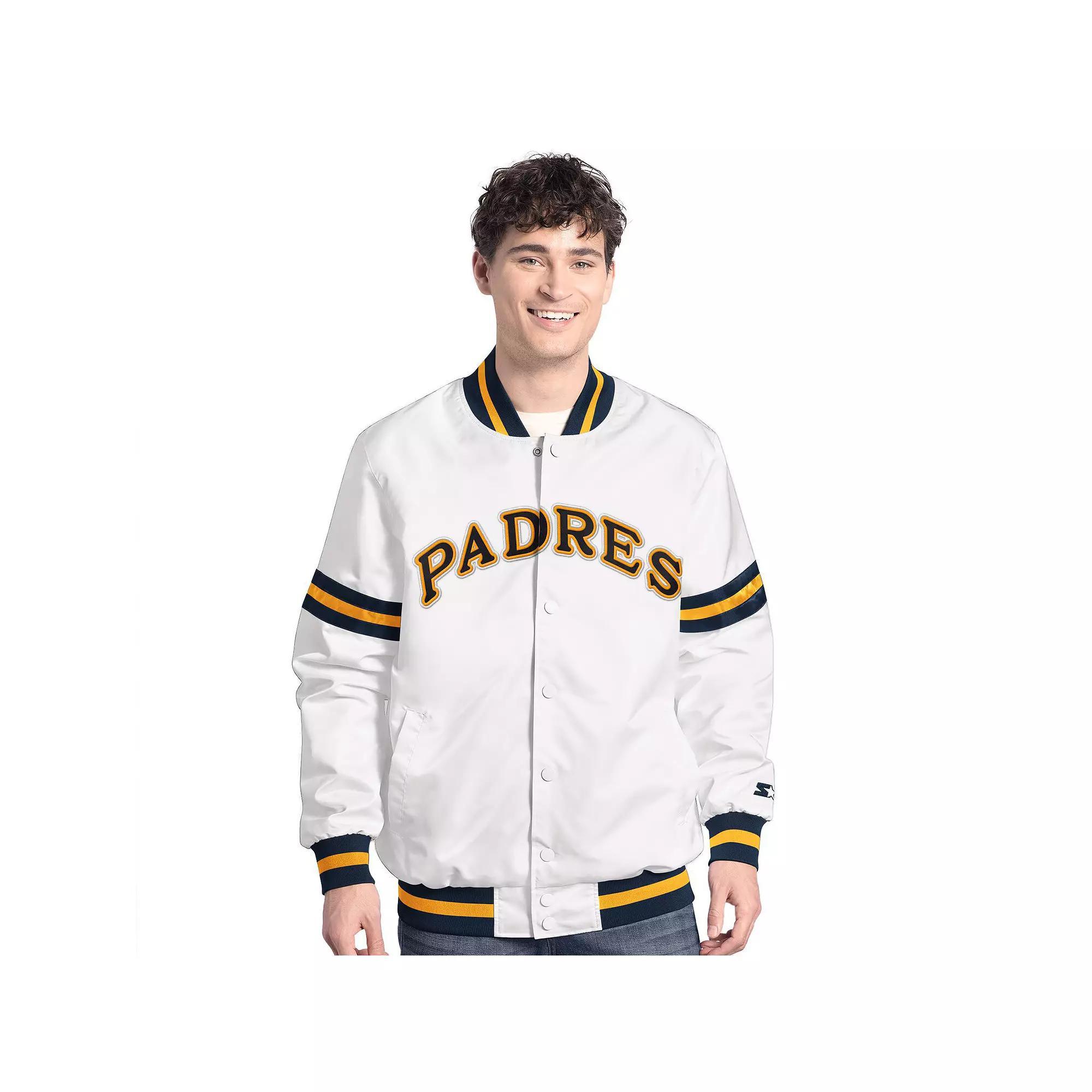 Men's Starter White San Diego Padres Cooperstown Scout Full-Snap Varsity Jacket,  Product Image