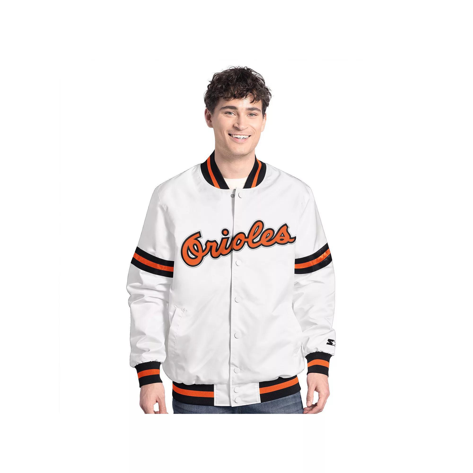 Men's Starter White Baltimore Orioles Cooperstown Scout Full-Snap Varsity Jacket,  Product Image