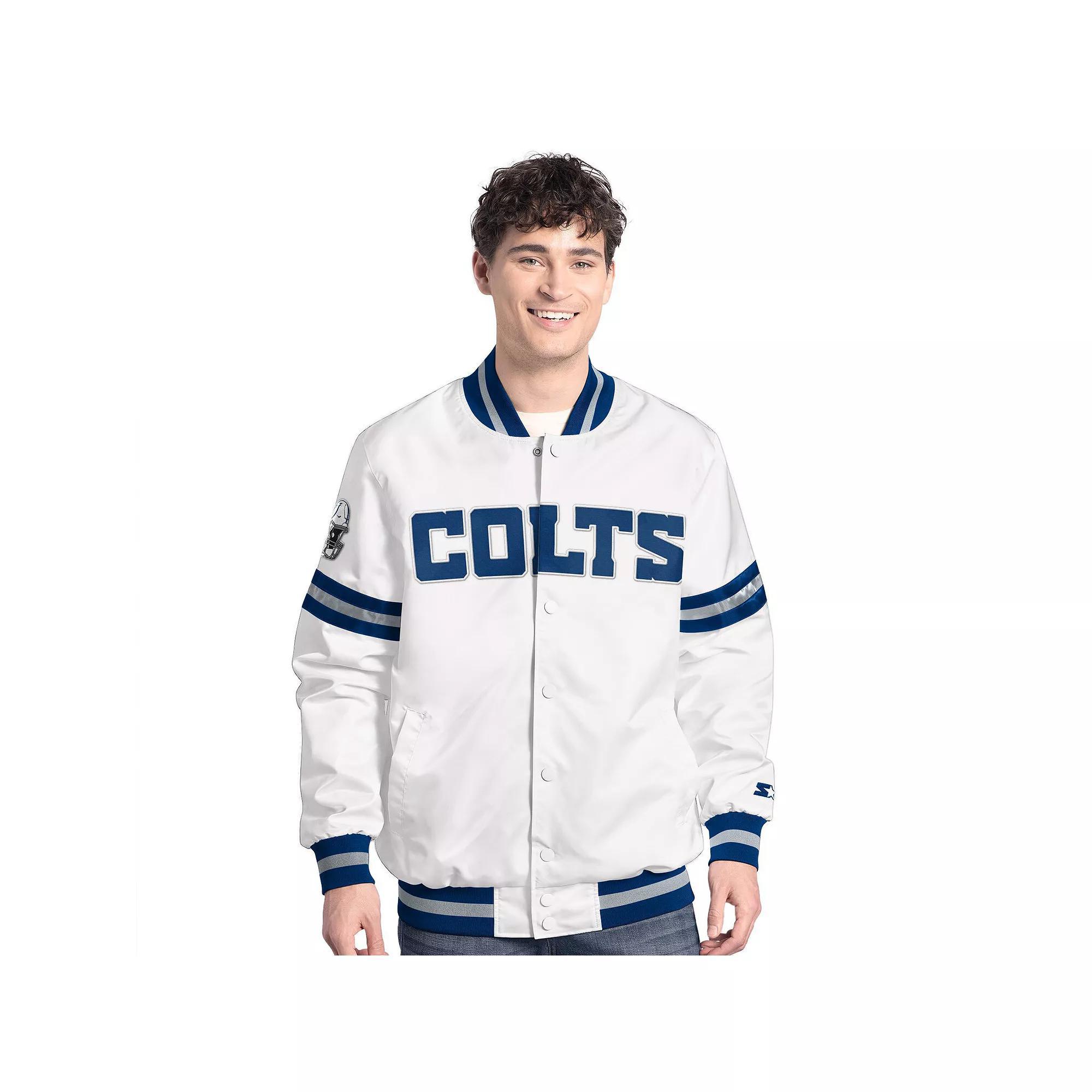 Men's Starter White Indianapolis Colts Scout Full-Snap Varsity Jacket,  Product Image