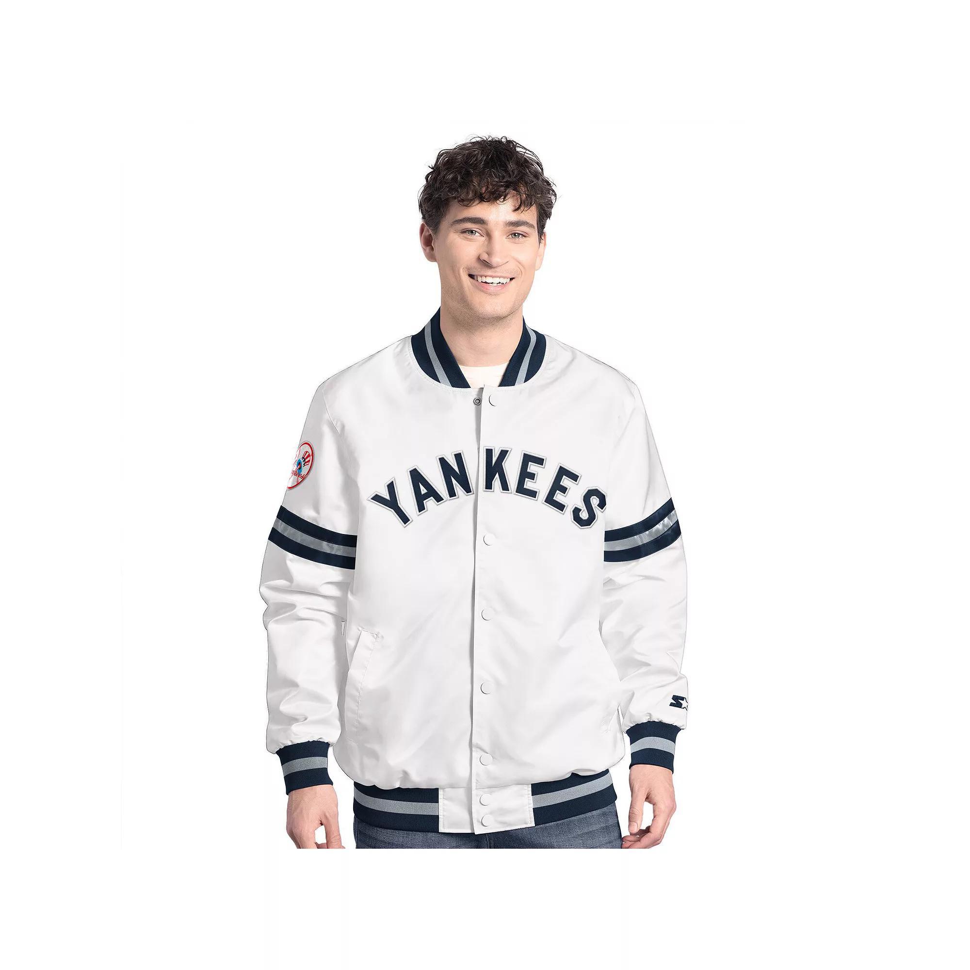 Men's Starter White New York Yankees Cooperstown Scout Full-Snap Varsity Jacket,  Product Image