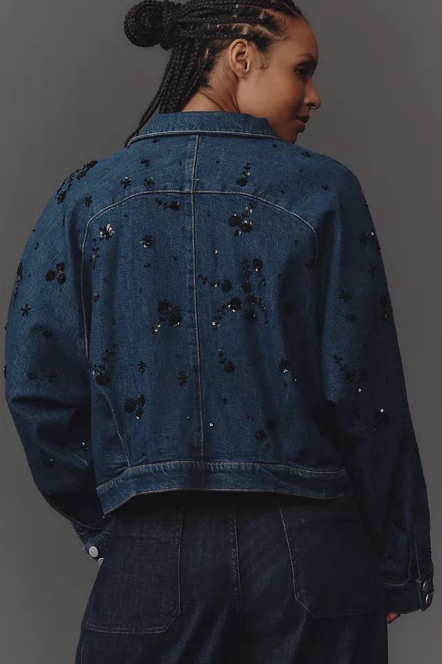 Pilcro Dolman-Sleeve Beaded & Sequin Denim Jacket Product Image