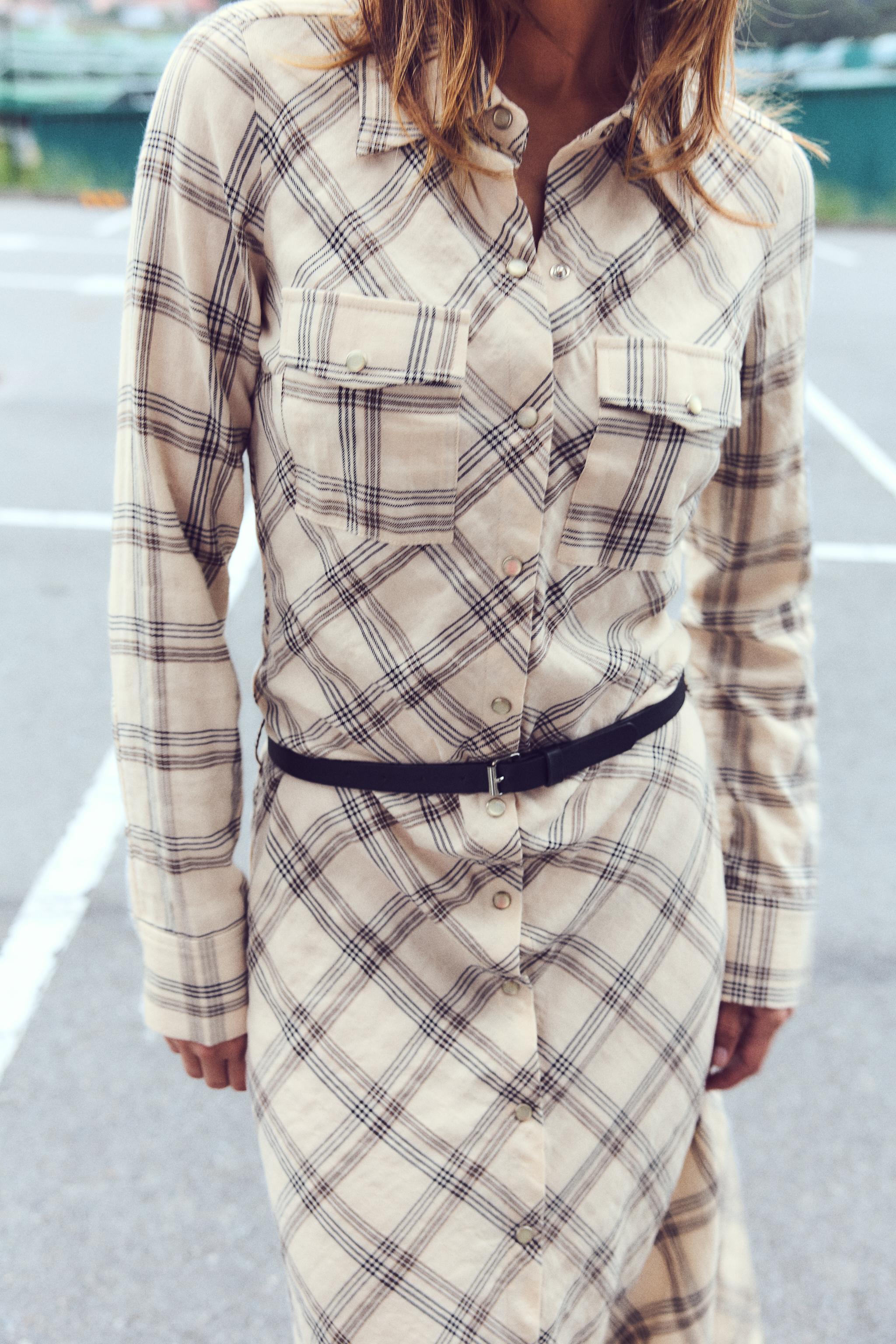 PLAID SHIRT DRESS WITH BELT Product Image