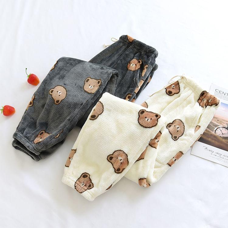 Couple Matching Bear Print Flannel Lounge Pants (Various Designs) Product Image