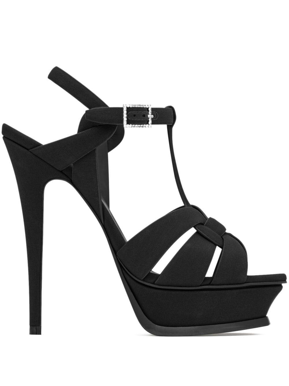 SAINT LAURENT Tribute Leather 105mm Platform Sandals In Black Product Image