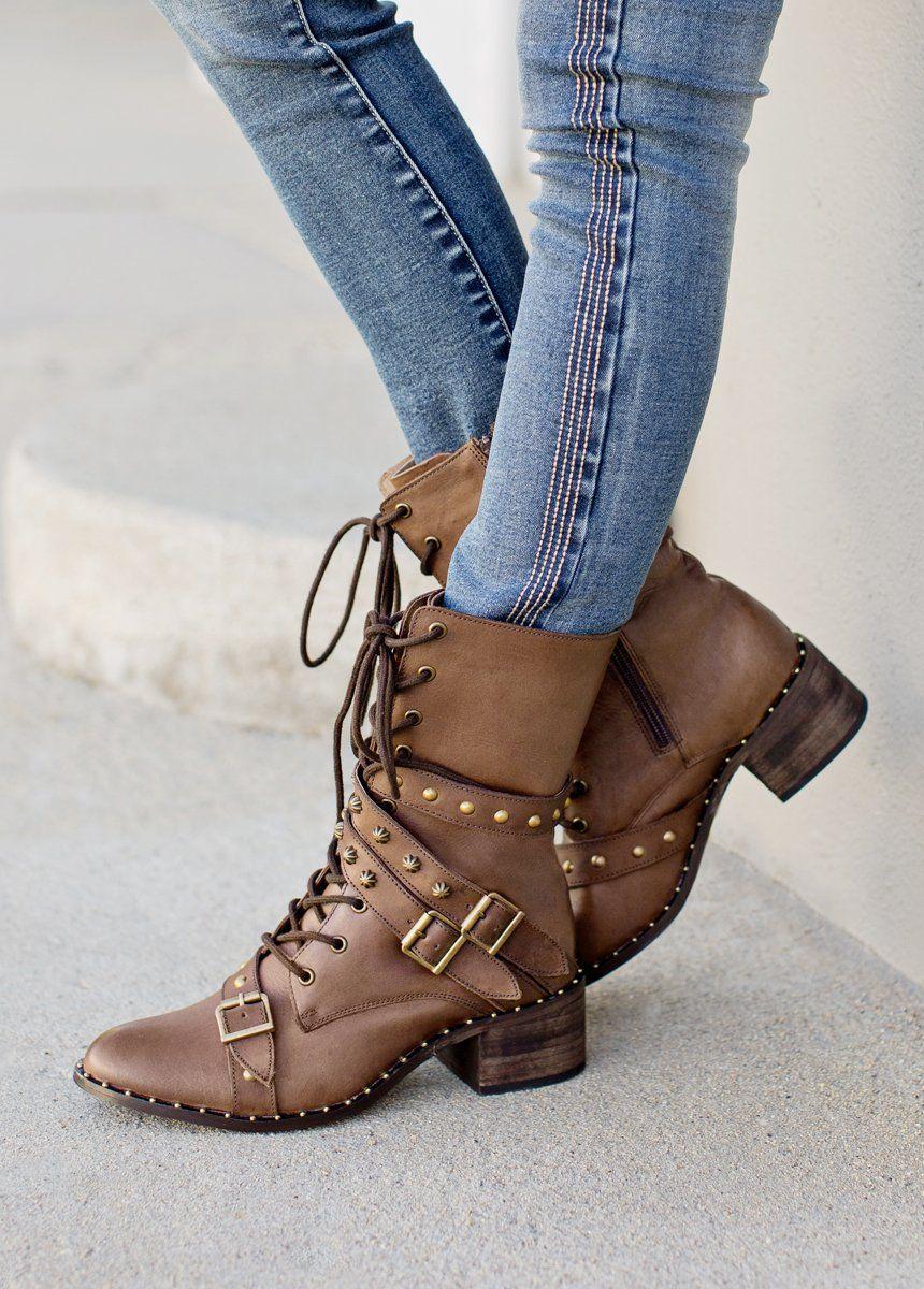 Rowan Leather Combat Boot in Brown Female Product Image