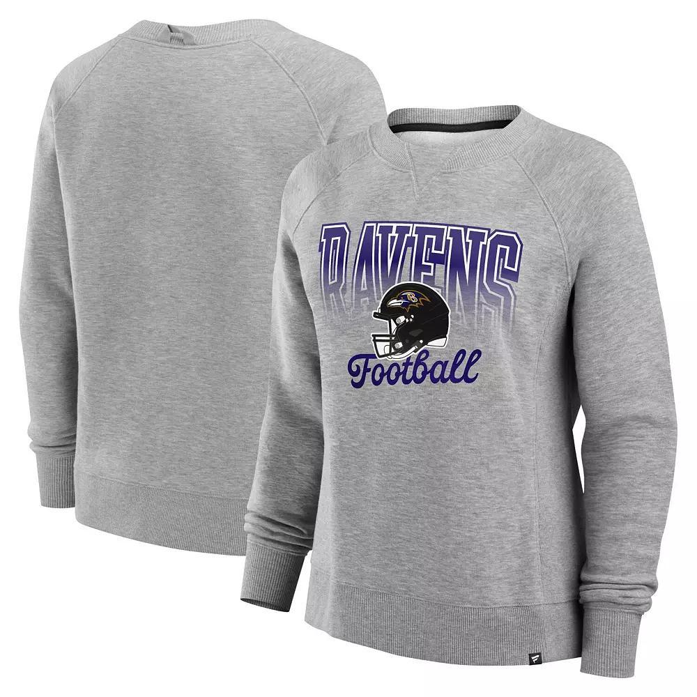 Women's Fanatics Heather Gray Baltimore Ravens Hit Hard Fleece Pullover Sweatshirt, Size: Small, Grey Product Image
