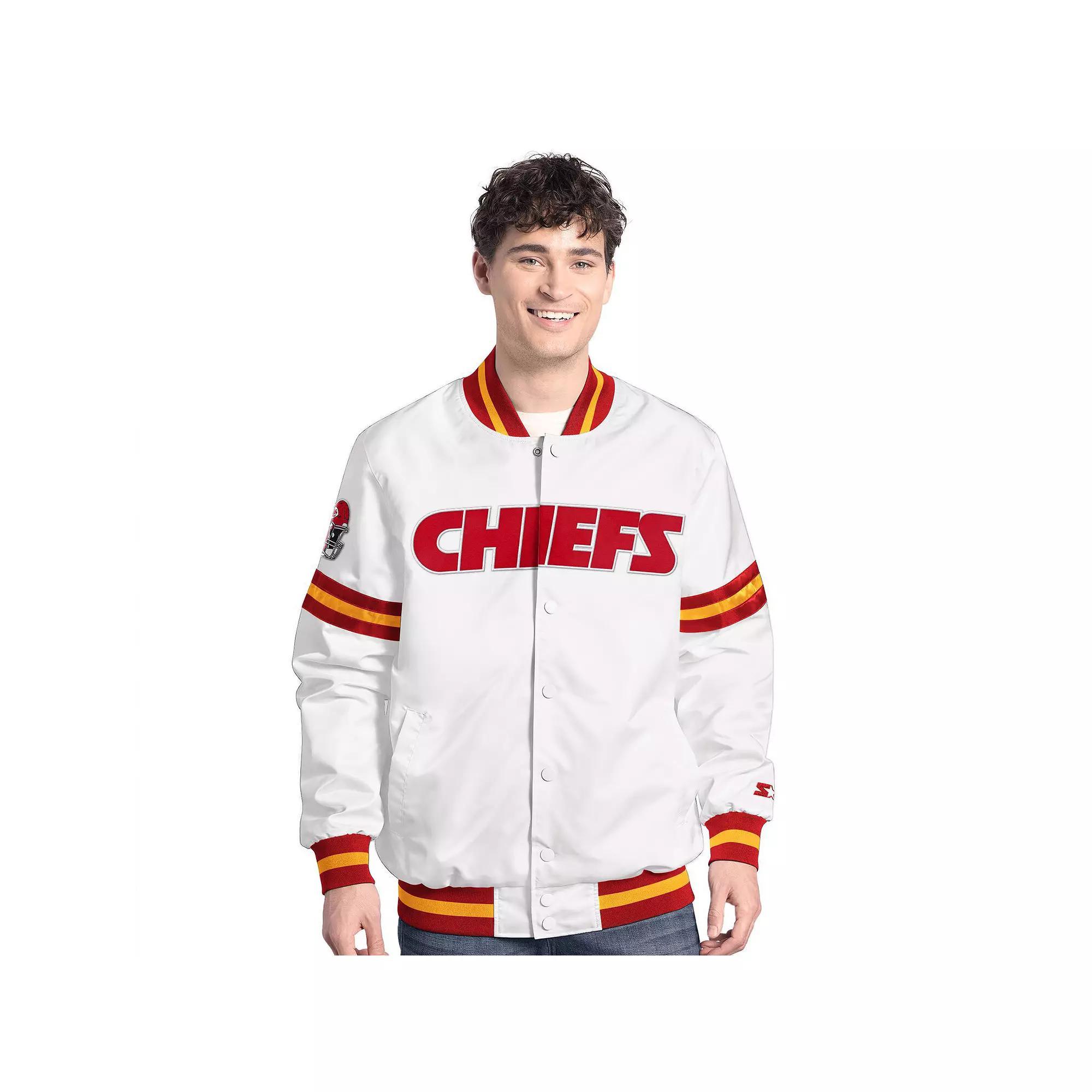 Men's Starter  White Kansas City Chiefs Scout Full-Snap Varsity Jacket, Size: Medium Product Image