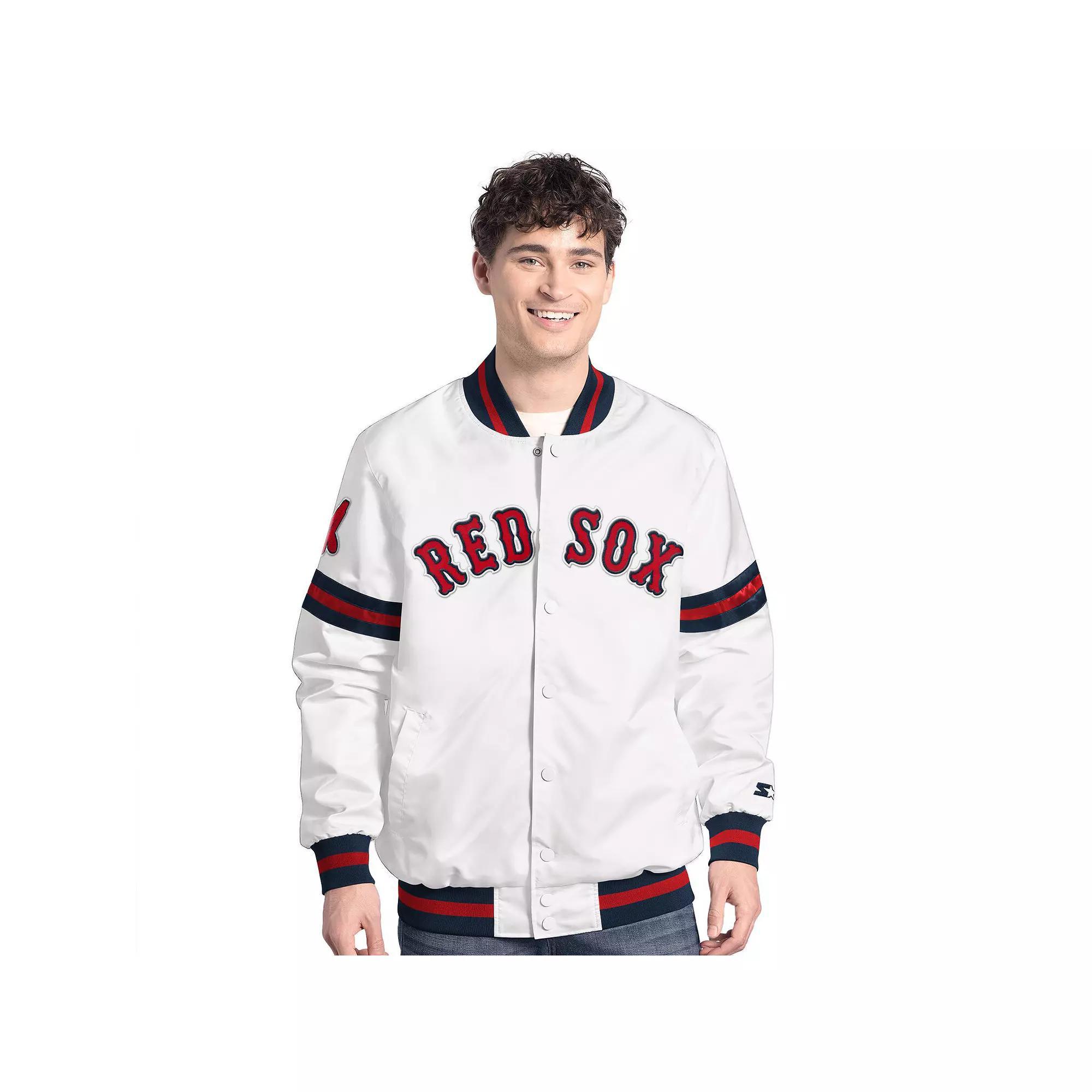 Men's Starter  White Boston Red Sox Cooperstown Scout Full-Snap Varsity Jacket, Size: Medium Product Image