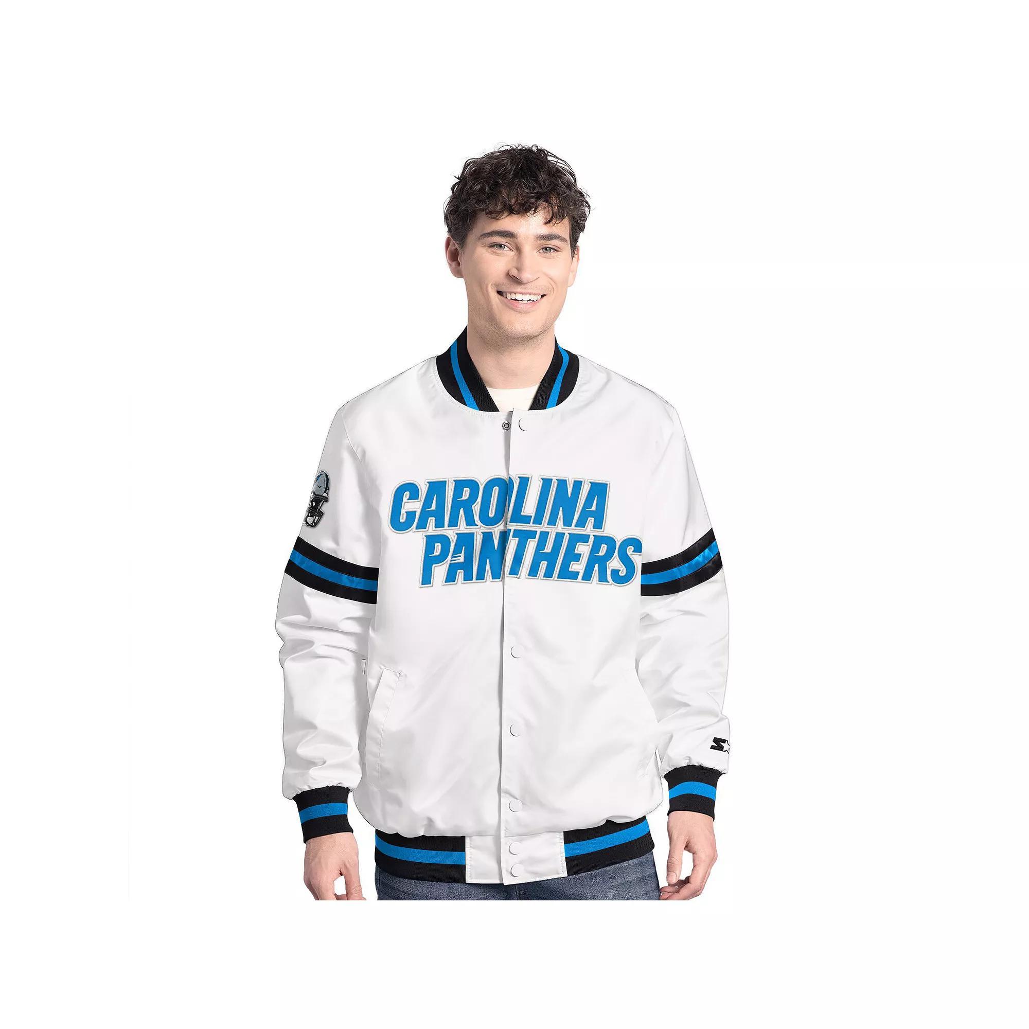 Men's Starter White Carolina Panthers Scout Full-Snap Varsity Jacket,  Product Image