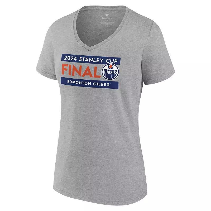 Women's Fanatics NHL Edmonton Oilers 2024 Conference Finals Champs Roster V-Neck Tee, Size: Medium, Oil Gray Product Image