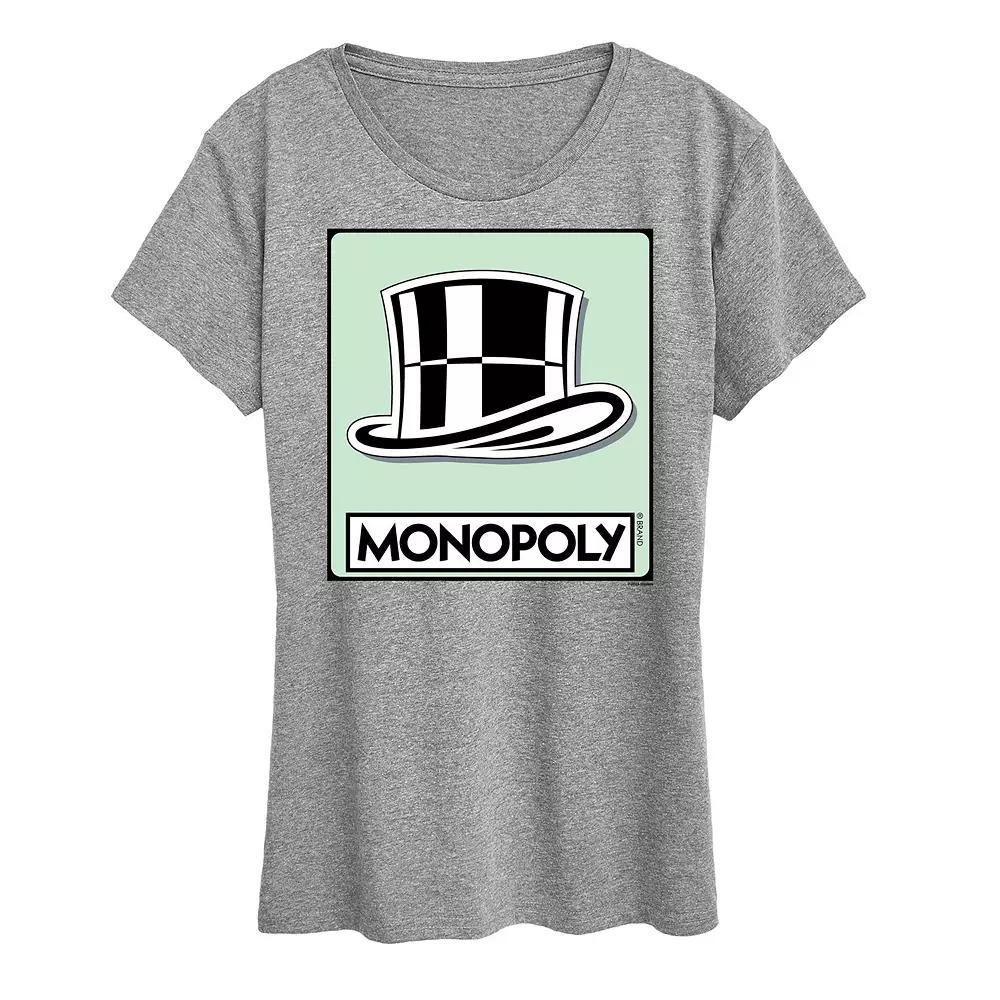 Womens Monopoly Hat Token Graphic Tee by Hasbro Grey Gray Product Image