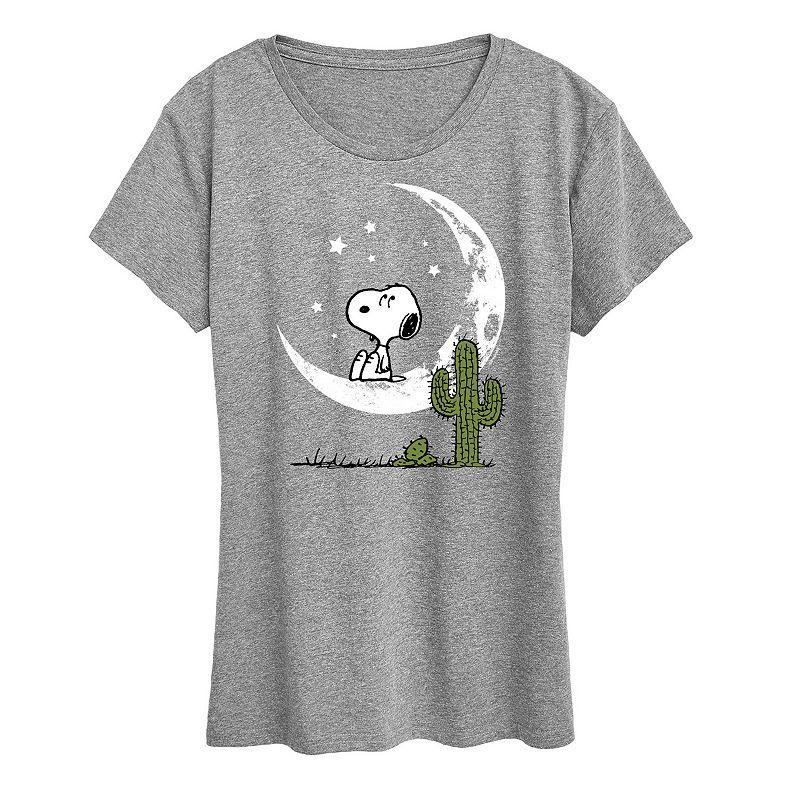 Women's Peanuts Snoopy Desert On Moon Graphic Tee, Girl's, Size: XXL, Grey Gray Product Image